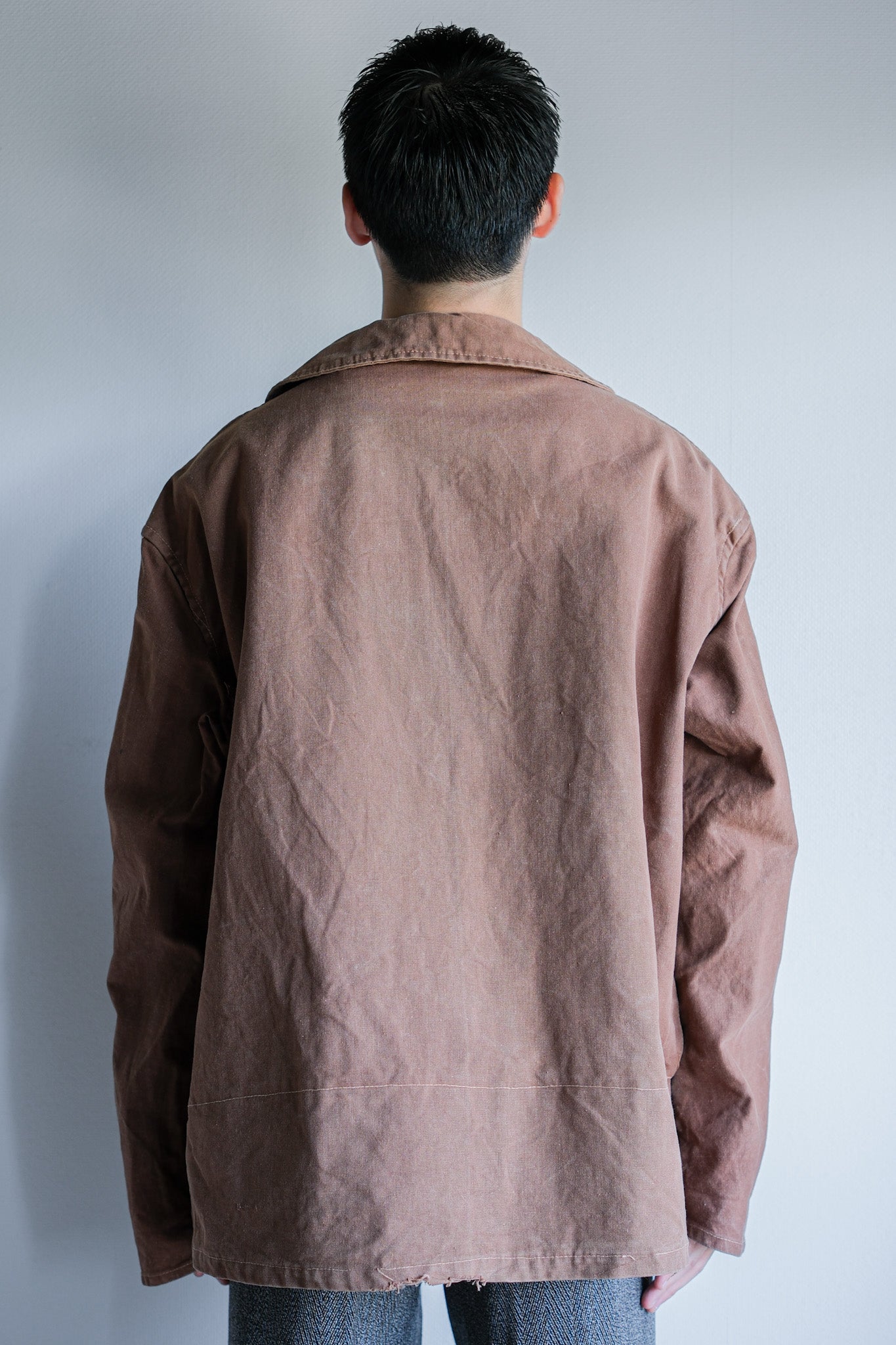 【~40's】French Vintage Reddish Brown Cotton Canvas Hunting Jacket
