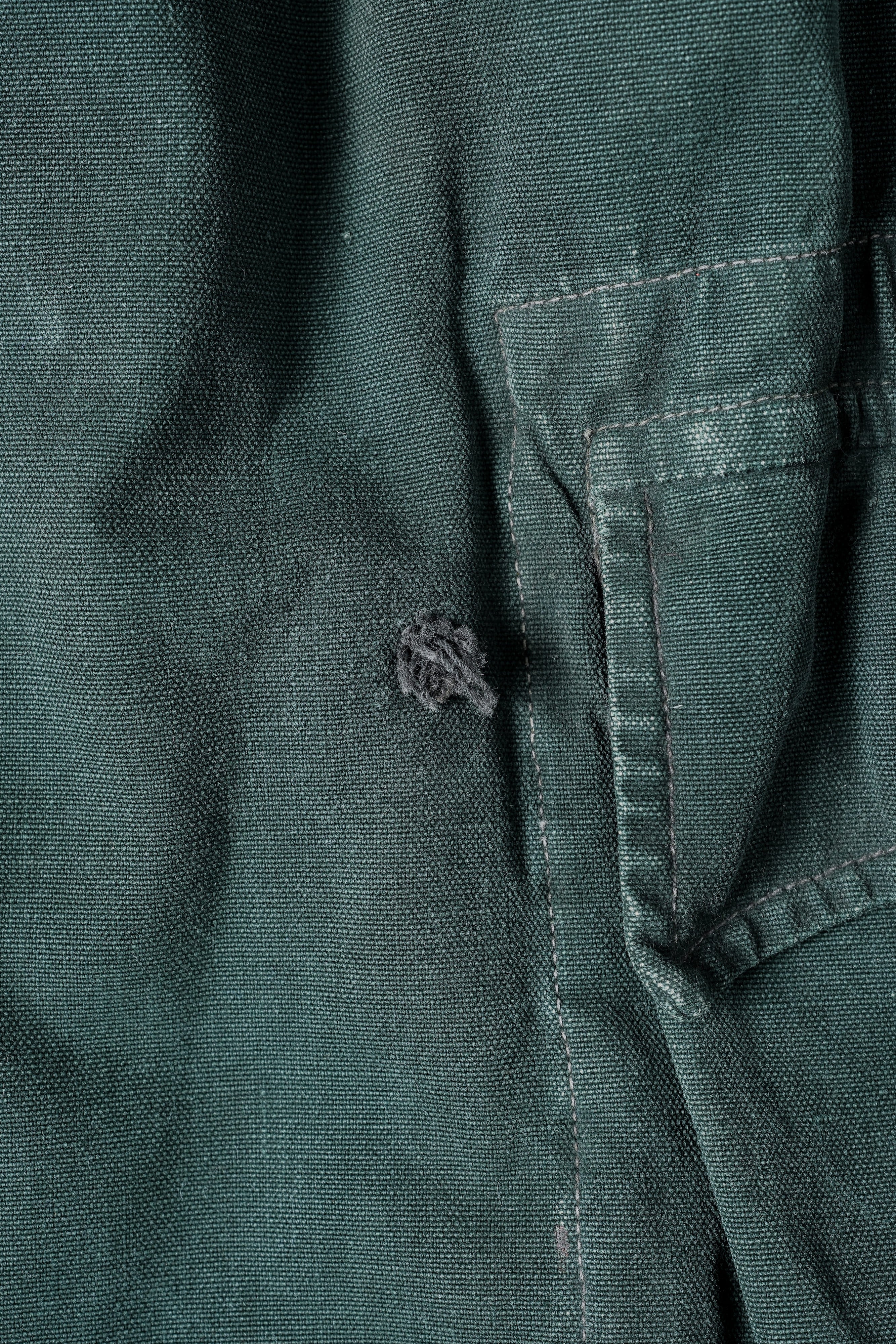 【~40's】WWII French CJF Green Cotton Linen Double Breasted Jacket "Modified"