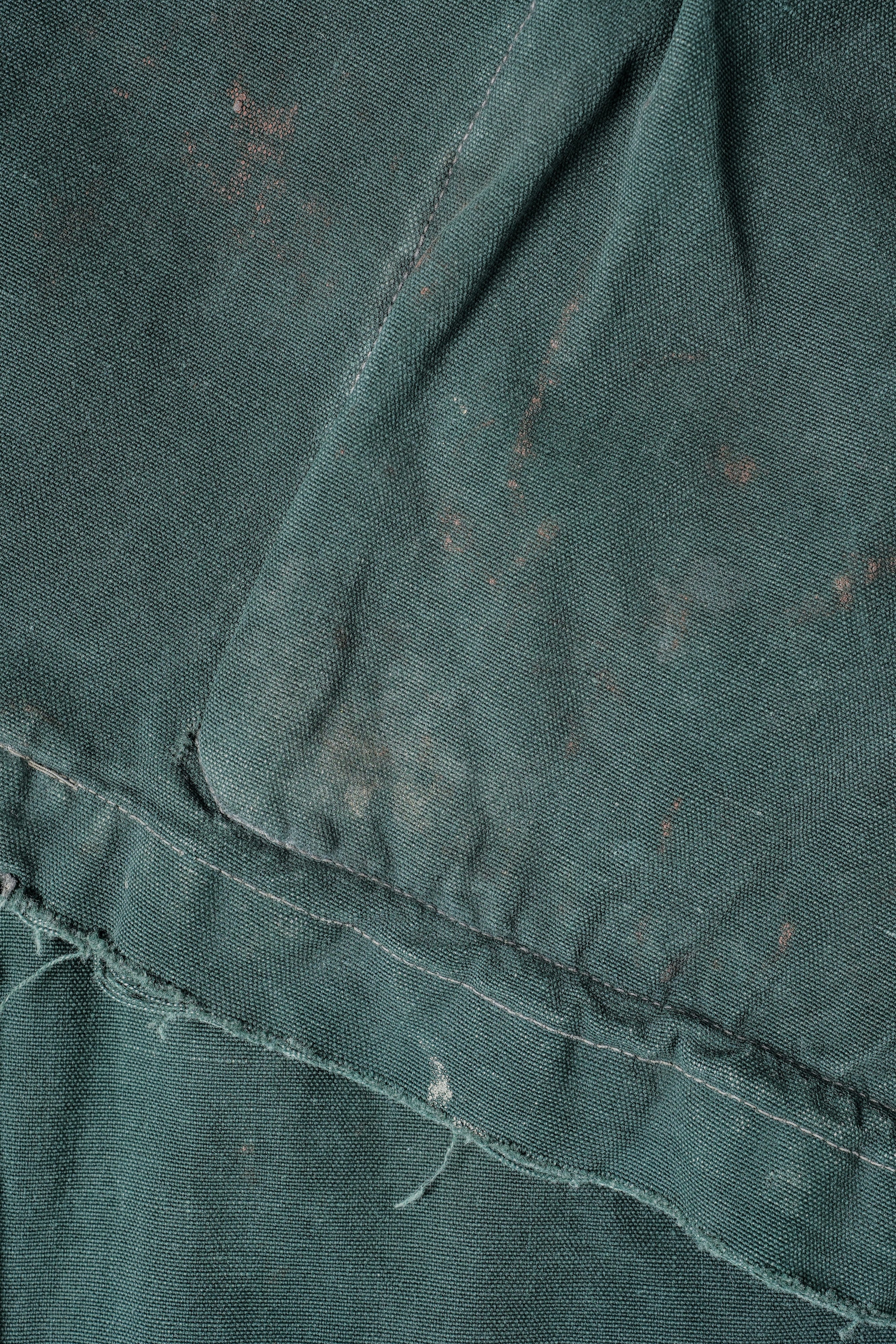 【~40's】WWII French CJF Green Cotton Linen Double Breasted Jacket "Modified"