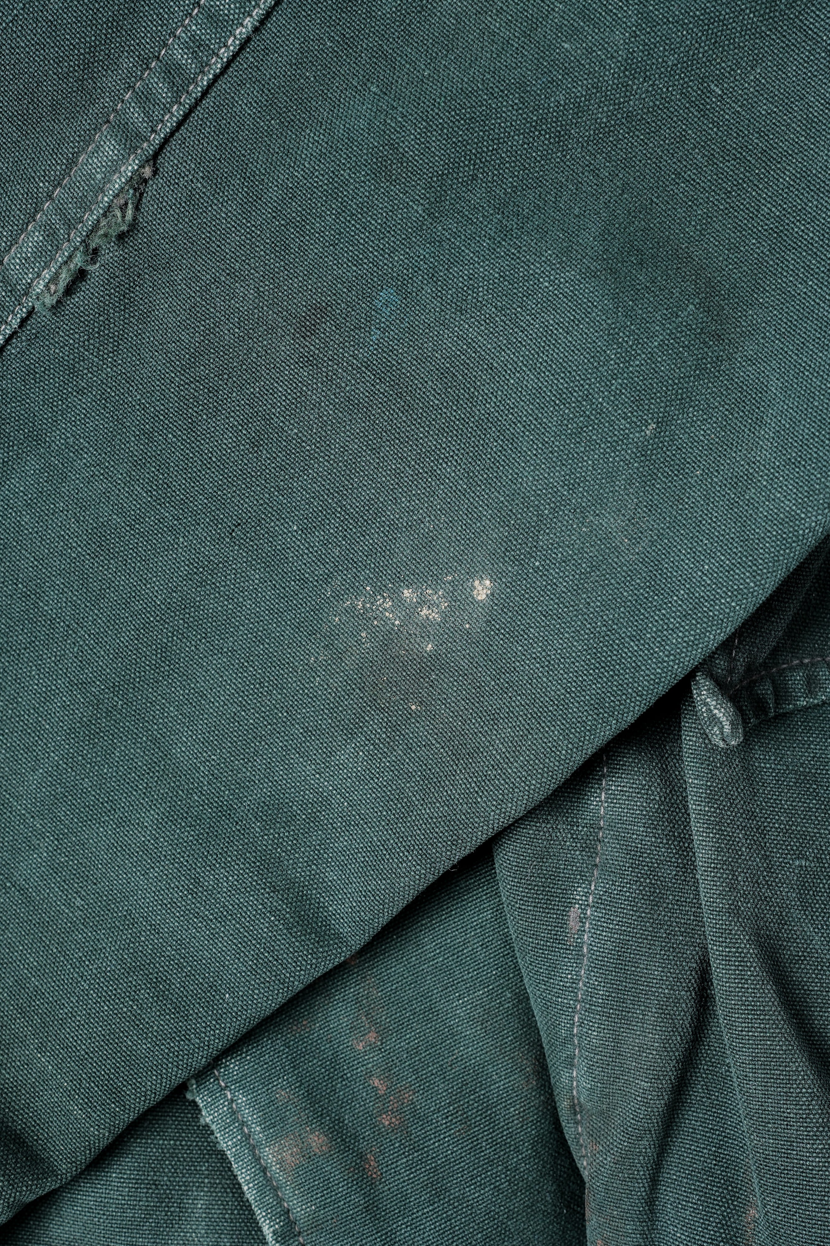 【~40's】WWII French CJF Green Cotton Linen Double Breasted Jacket "Modified"