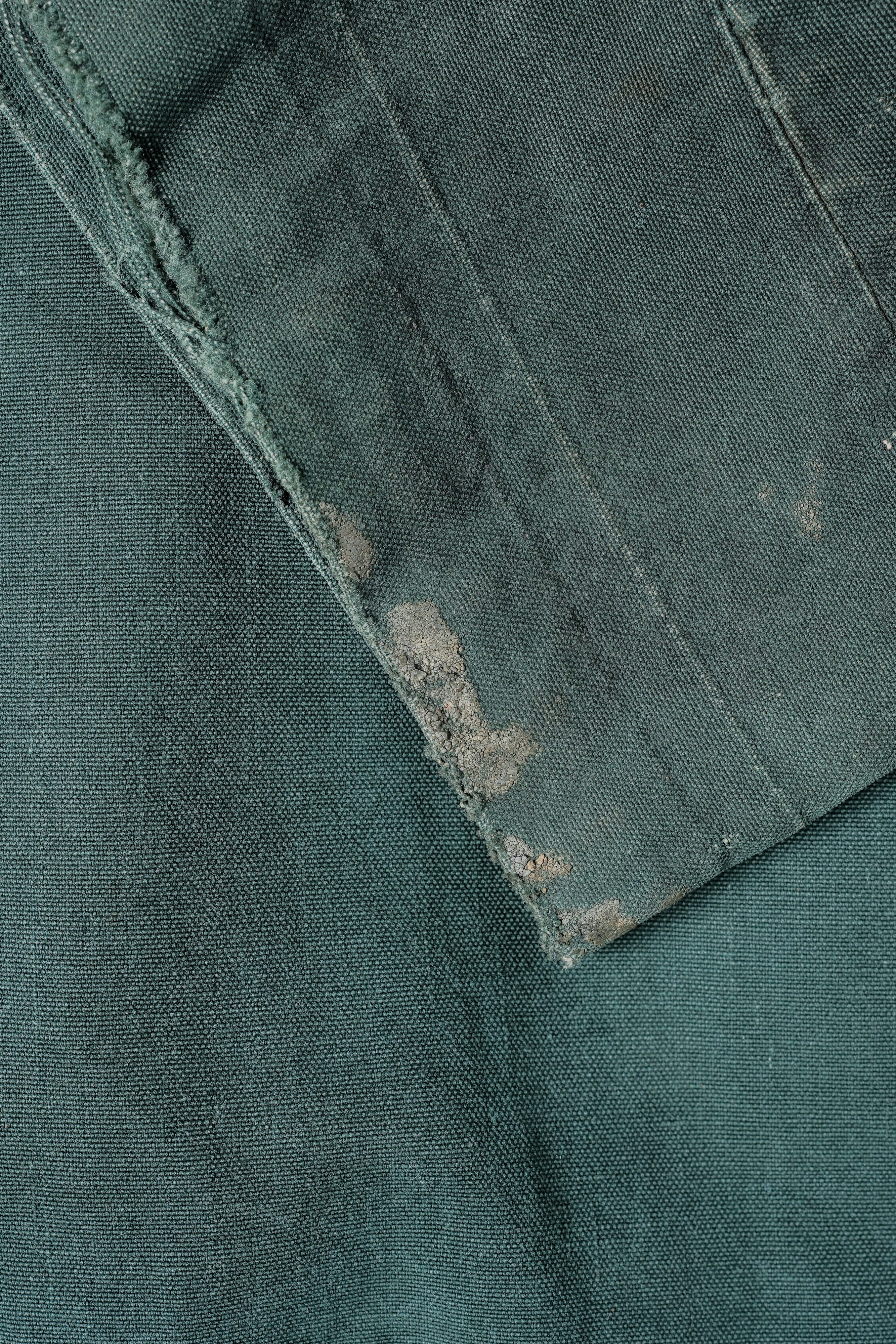 【~40's】WWII French CJF Green Cotton Linen Double Breasted Jacket "Modified"