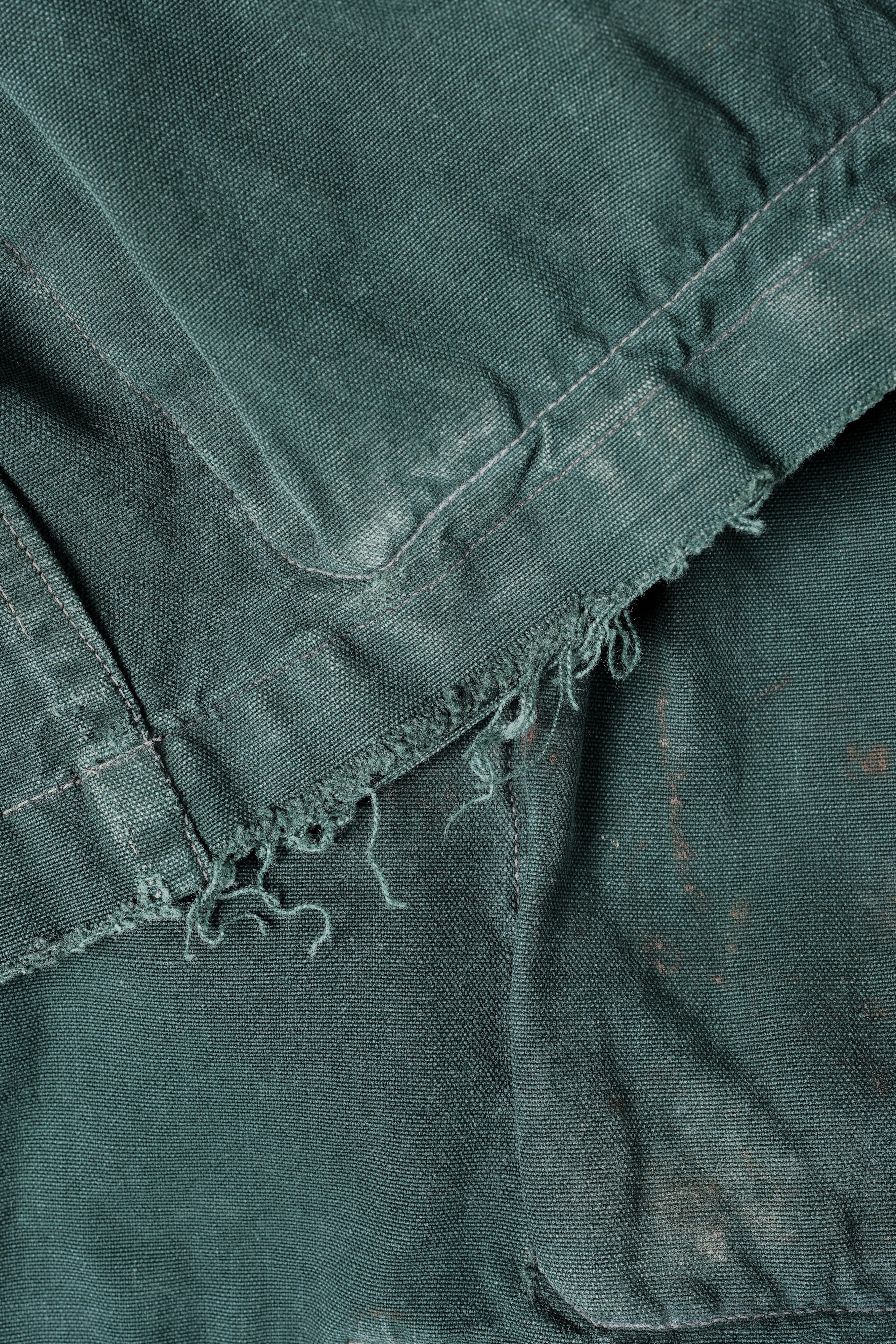 【~40's】WWII French CJF Green Cotton Linen Double Breasted Jacket "Modified"