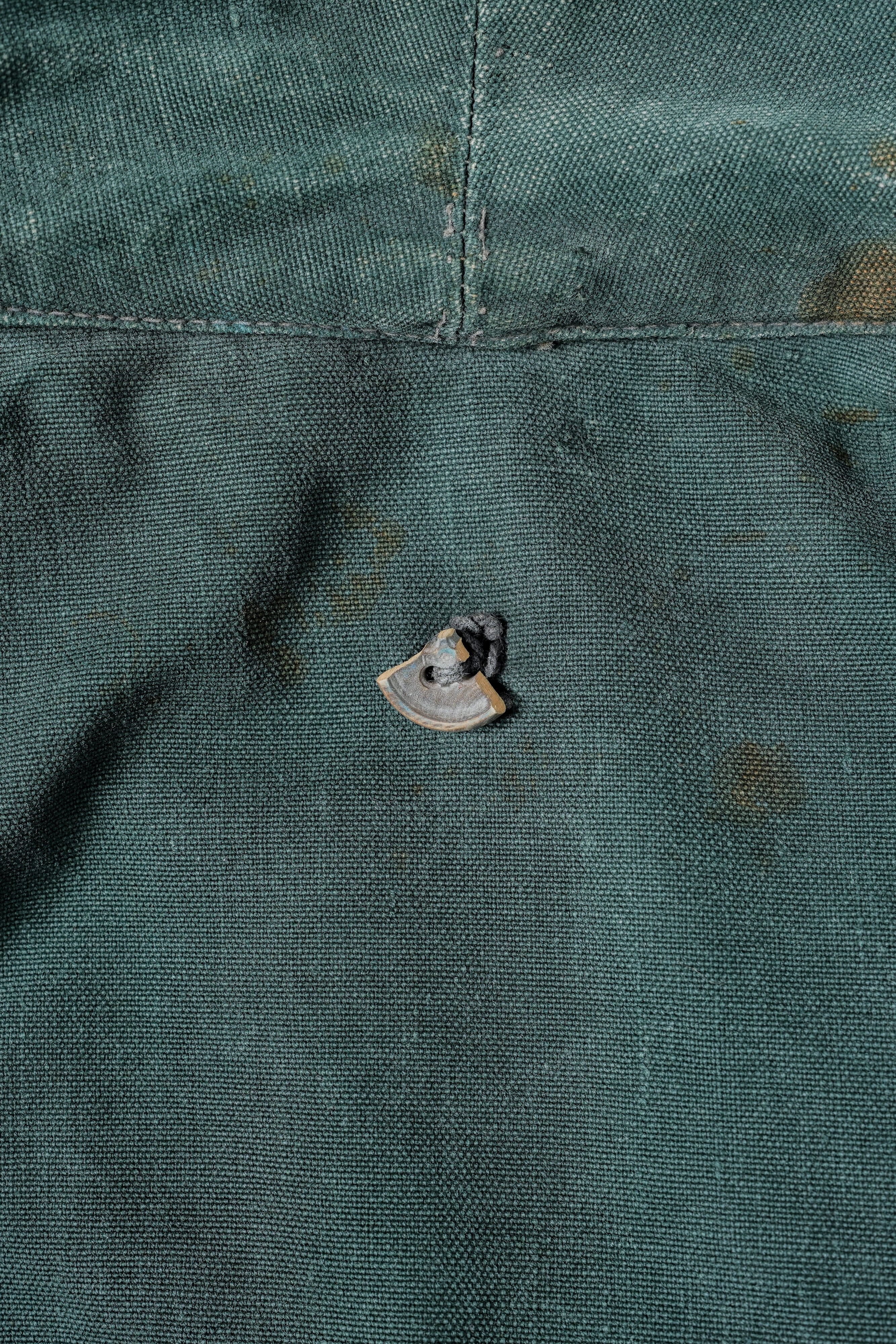 【~40's】WWII French CJF Green Cotton Linen Double Breasted Jacket "Modified"