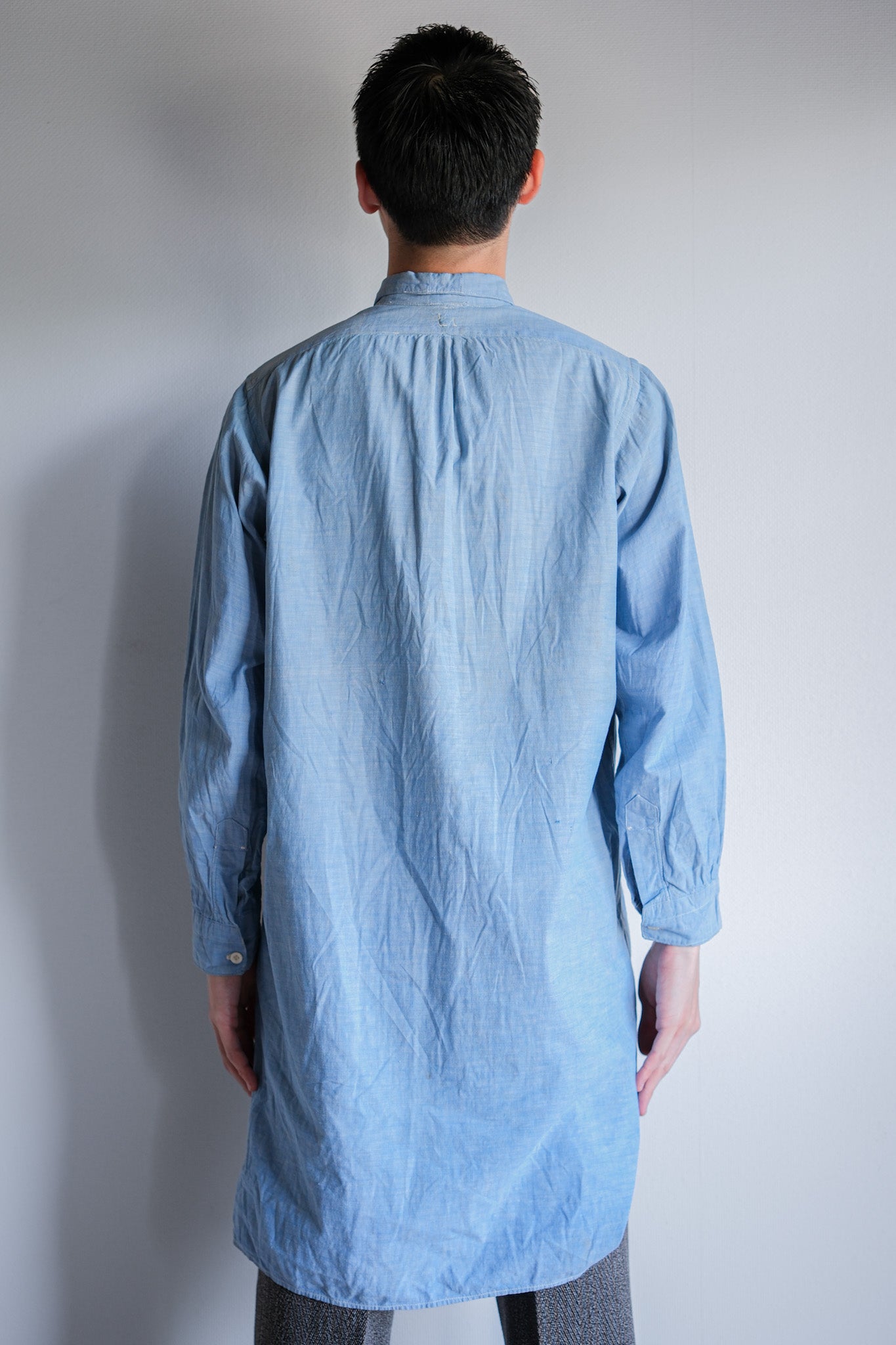 【~40's】French Vintage Chambray Grandpa Shirt