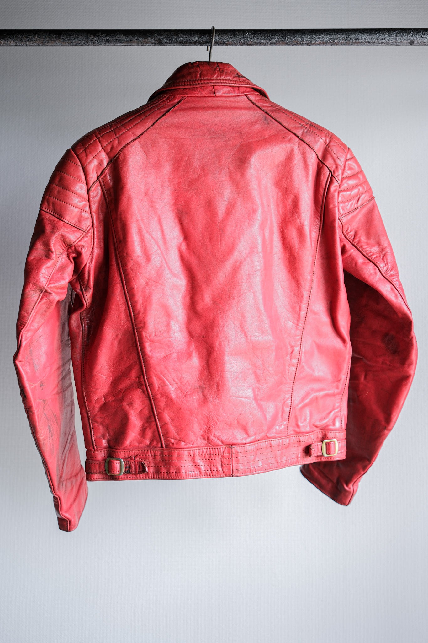 【~70’s】Vintage Lewis Leathers Red Leather Riders Jacket Size.40 "EUROPE"