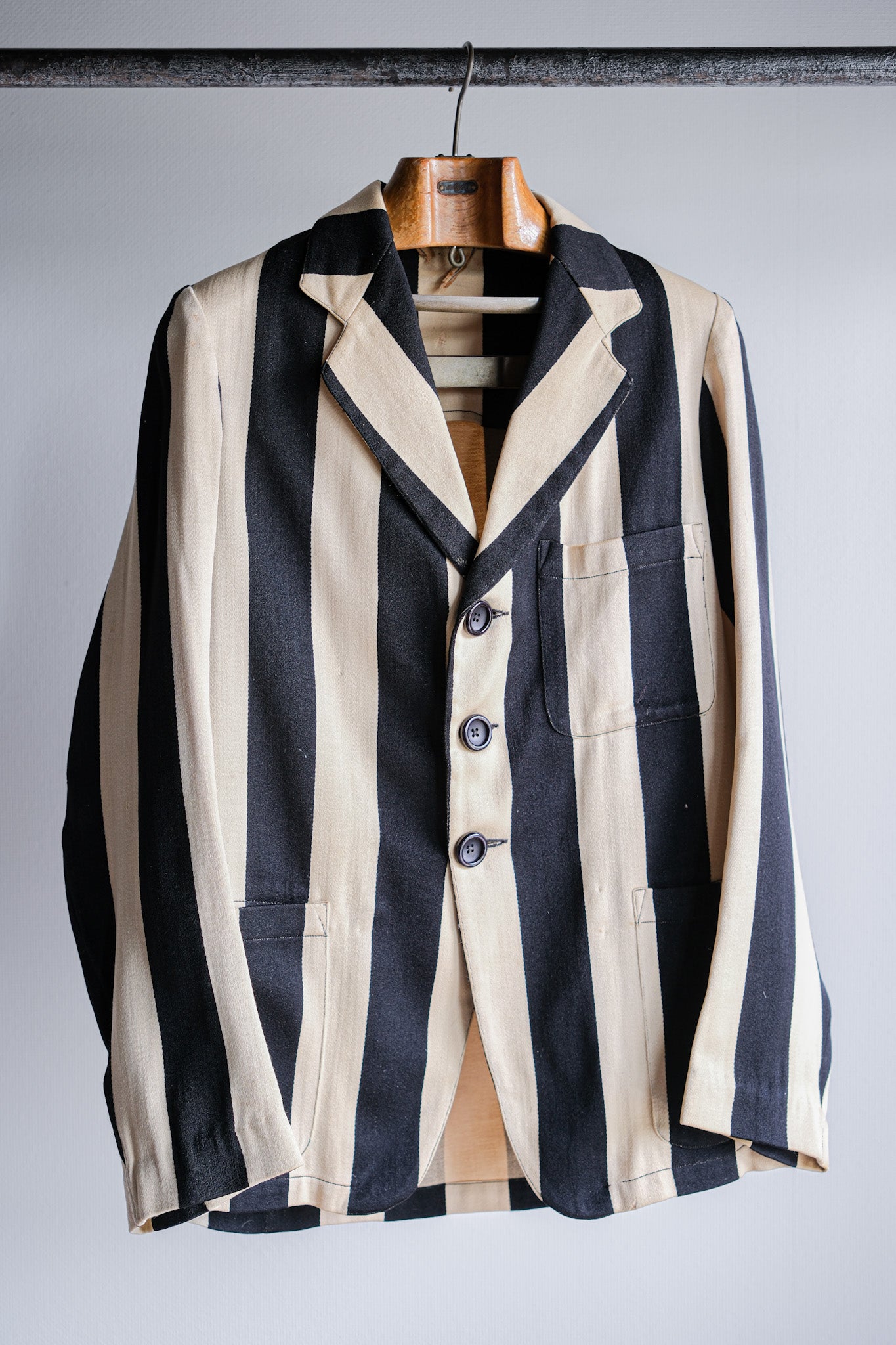 【~20's】British Vintage 2 Tone Striped College Jacket