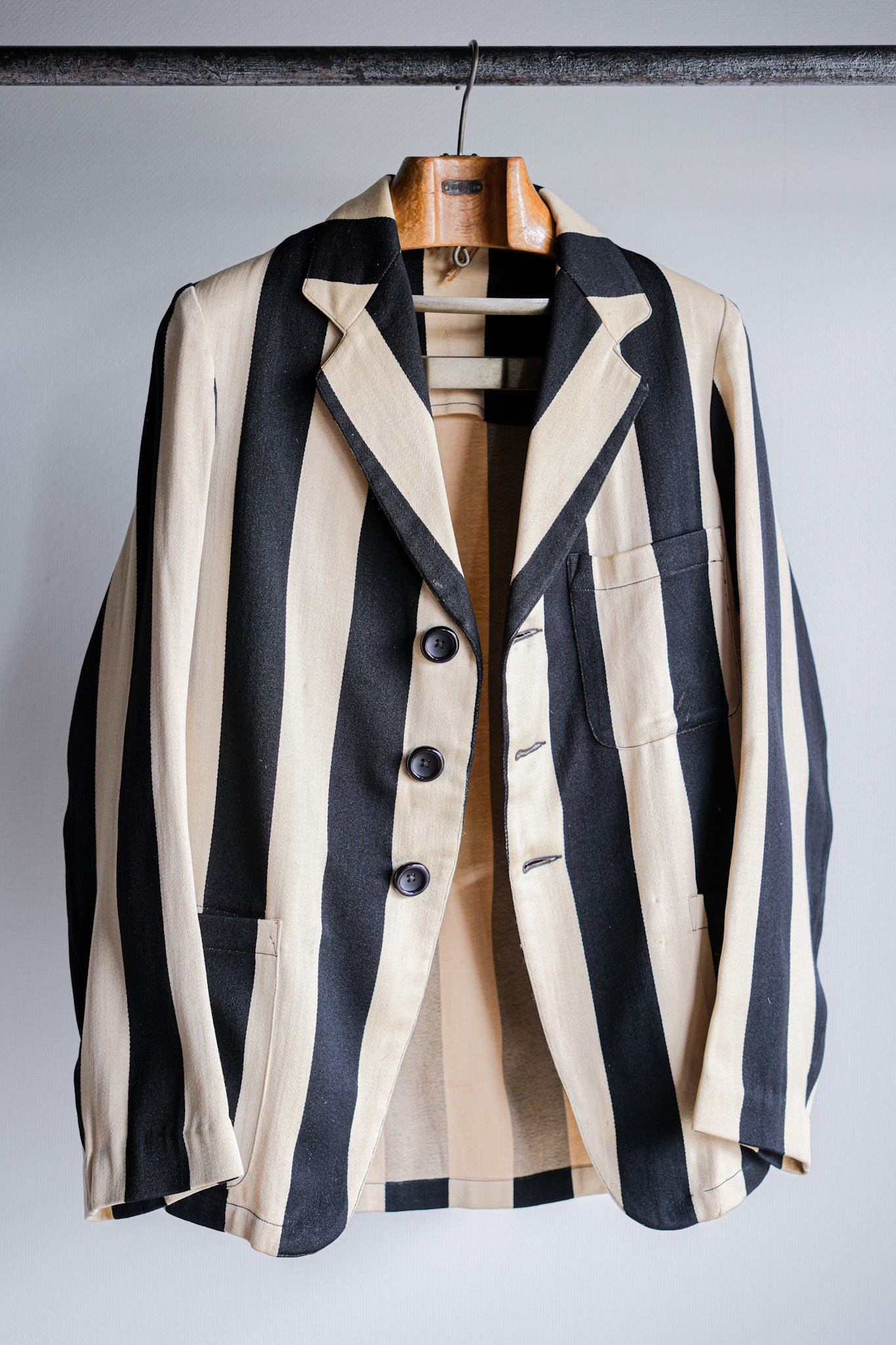 【~20's】British Vintage 2 Tone Striped College Jacket