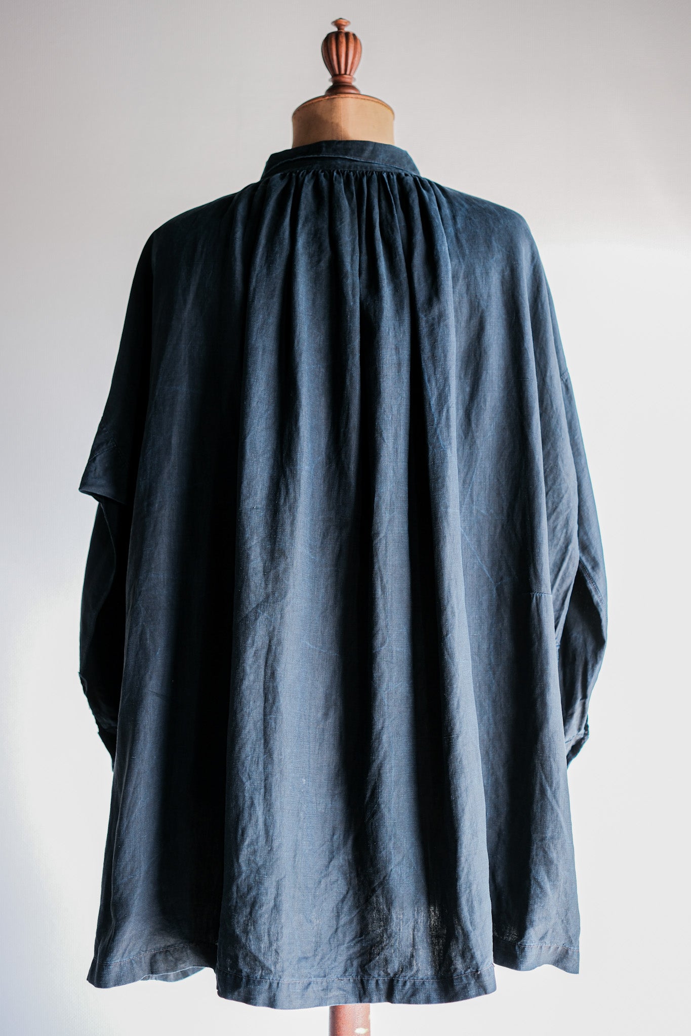 【Early 20th C】French Antique Indigo Linen Smock "Biaude"