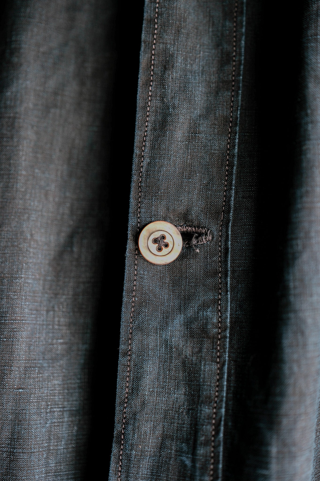 【Early 20th C】French Antique Indigo Linen Smock "Biaude"