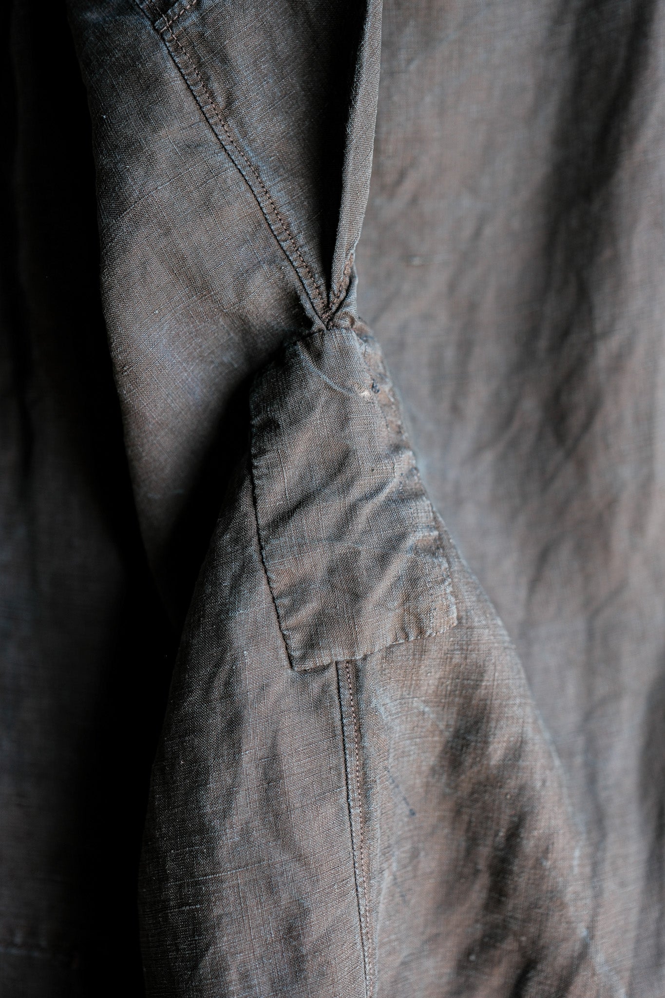 【Early 20th C】French Antique Indigo Linen Smock "Biaude"