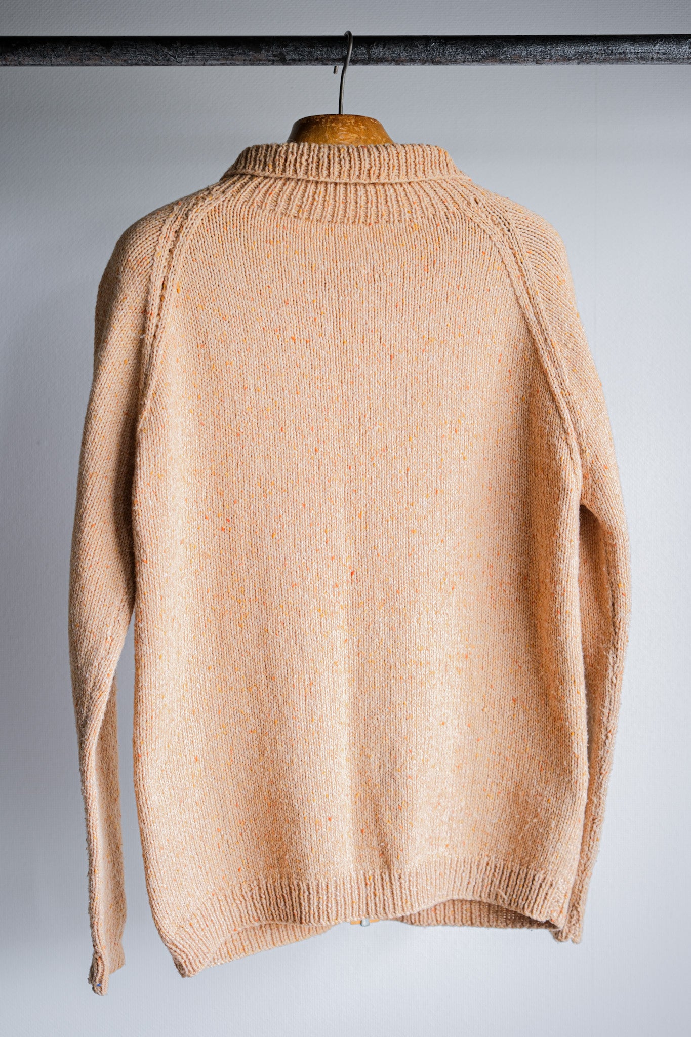 【~60's】British Vintage Raglan Sleeve Zip Up Wool Cardigan "Handmade"