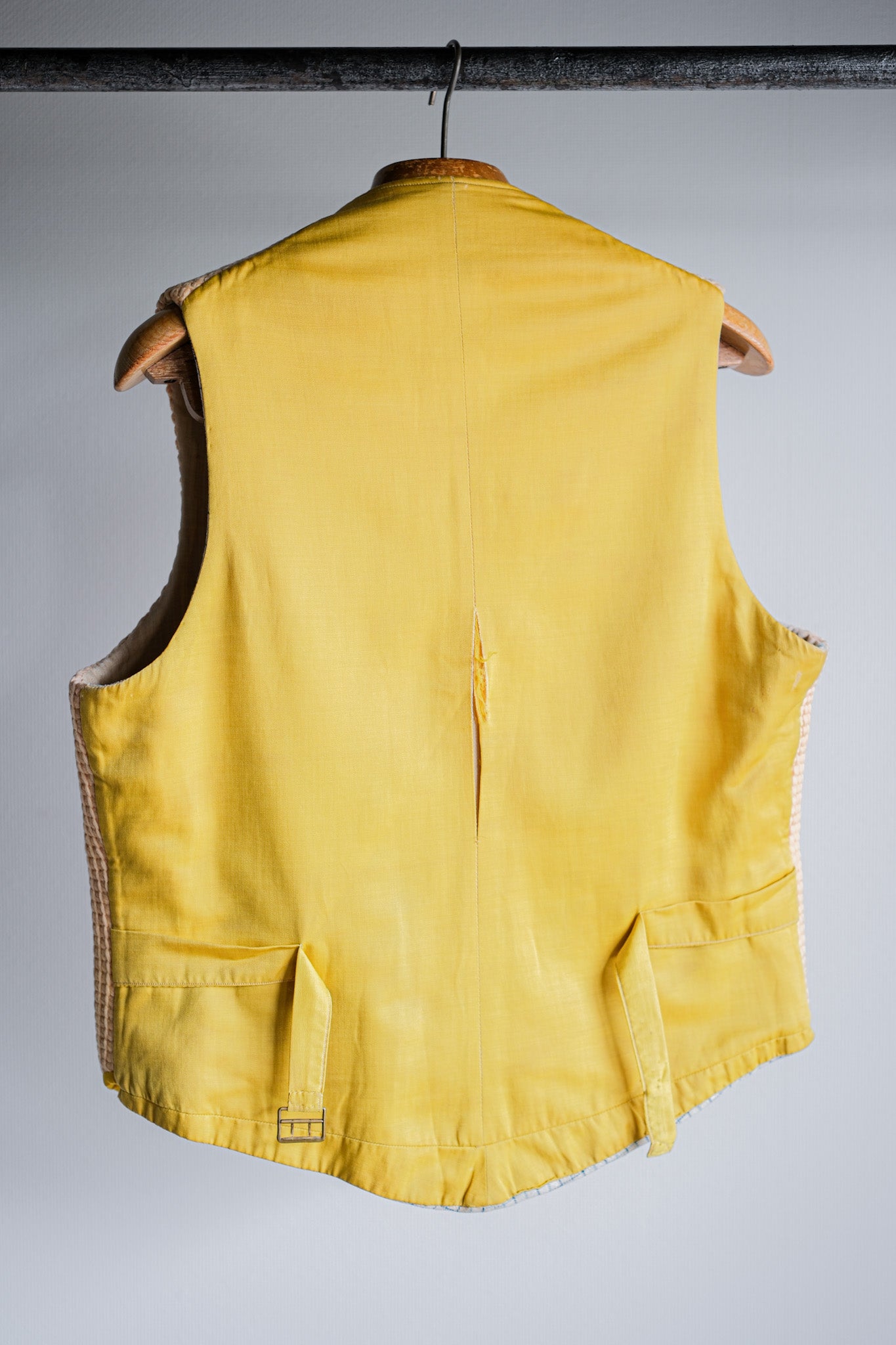 【~40's】British Vintage Yellow Wool Waistcoat "Handmade"