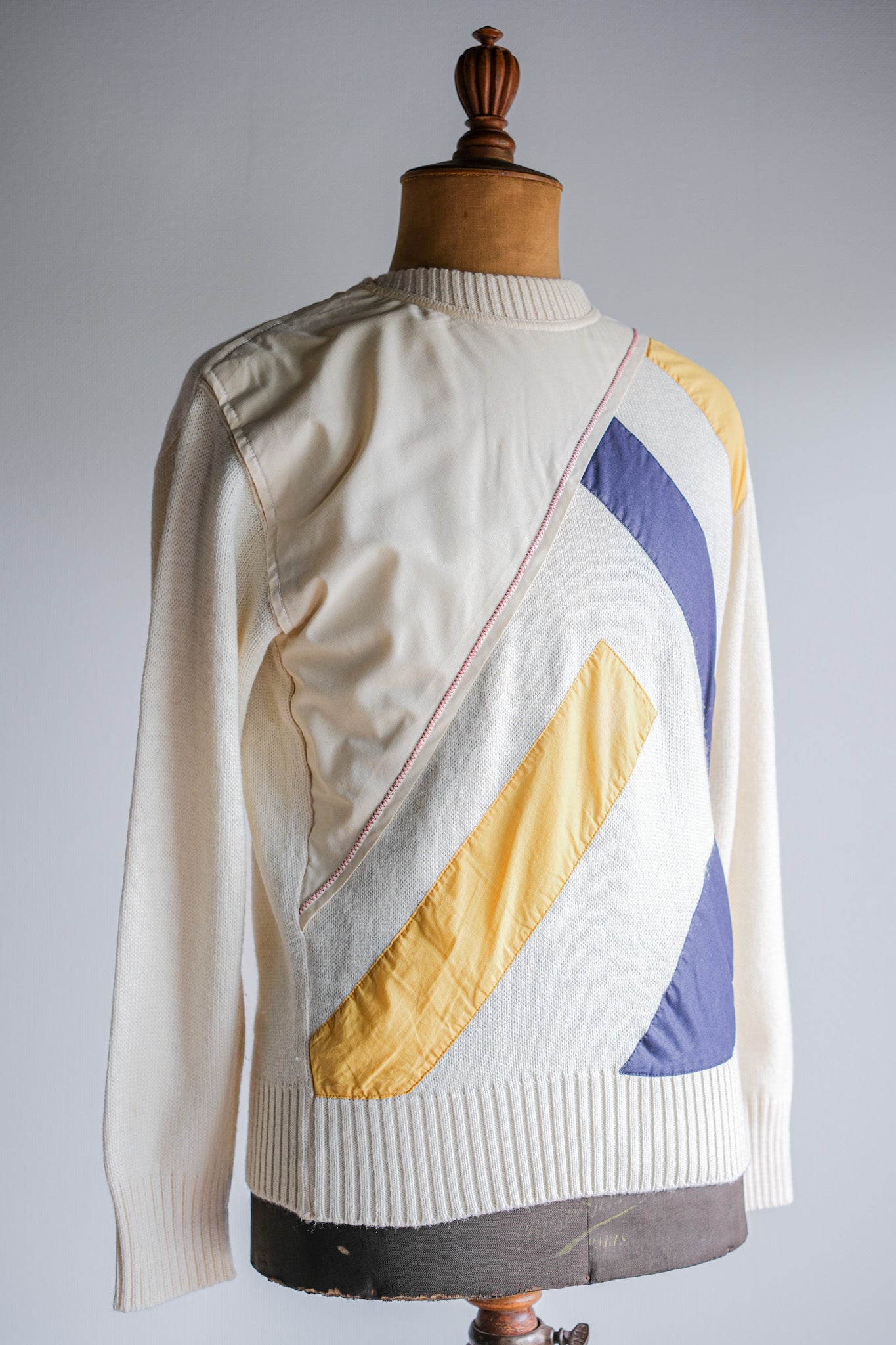 【~80's】Italian Vintage Colour Block Wool Acrylic Sweater Size.50