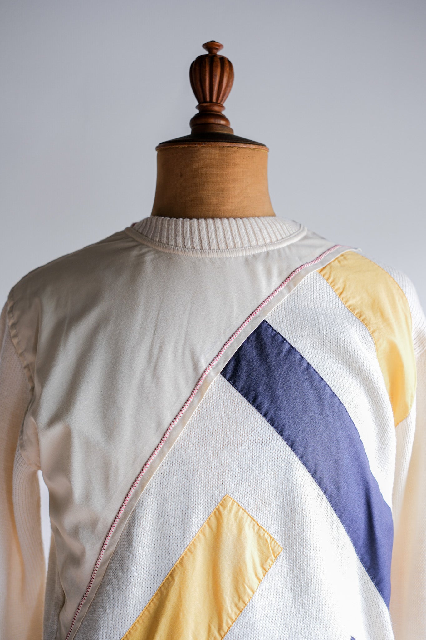 【~80's】Italian Vintage Colour Block Wool Acrylic Sweater Size.50