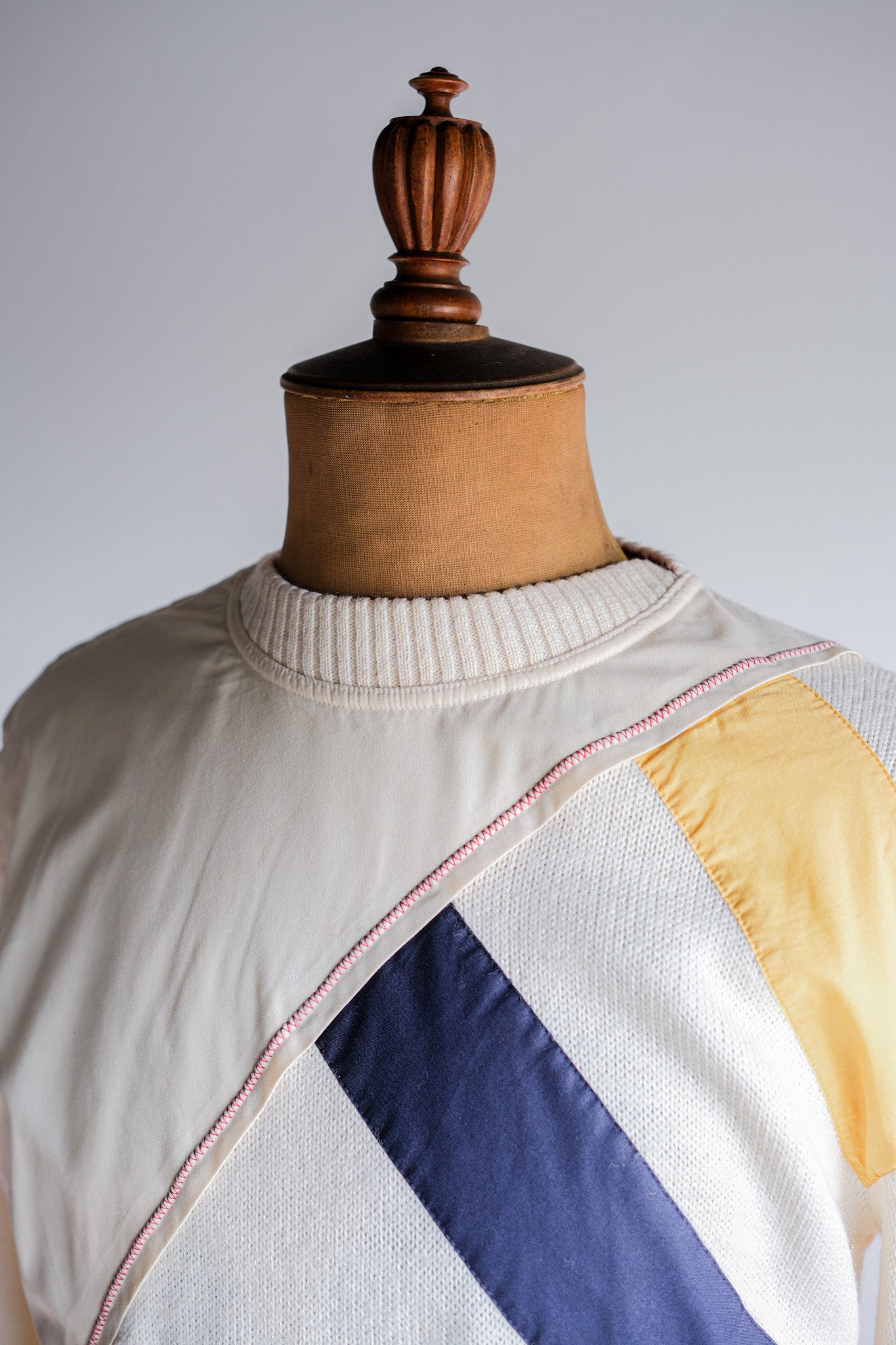 【~80's】Italian Vintage Colour Block Wool Acrylic Sweater Size.50