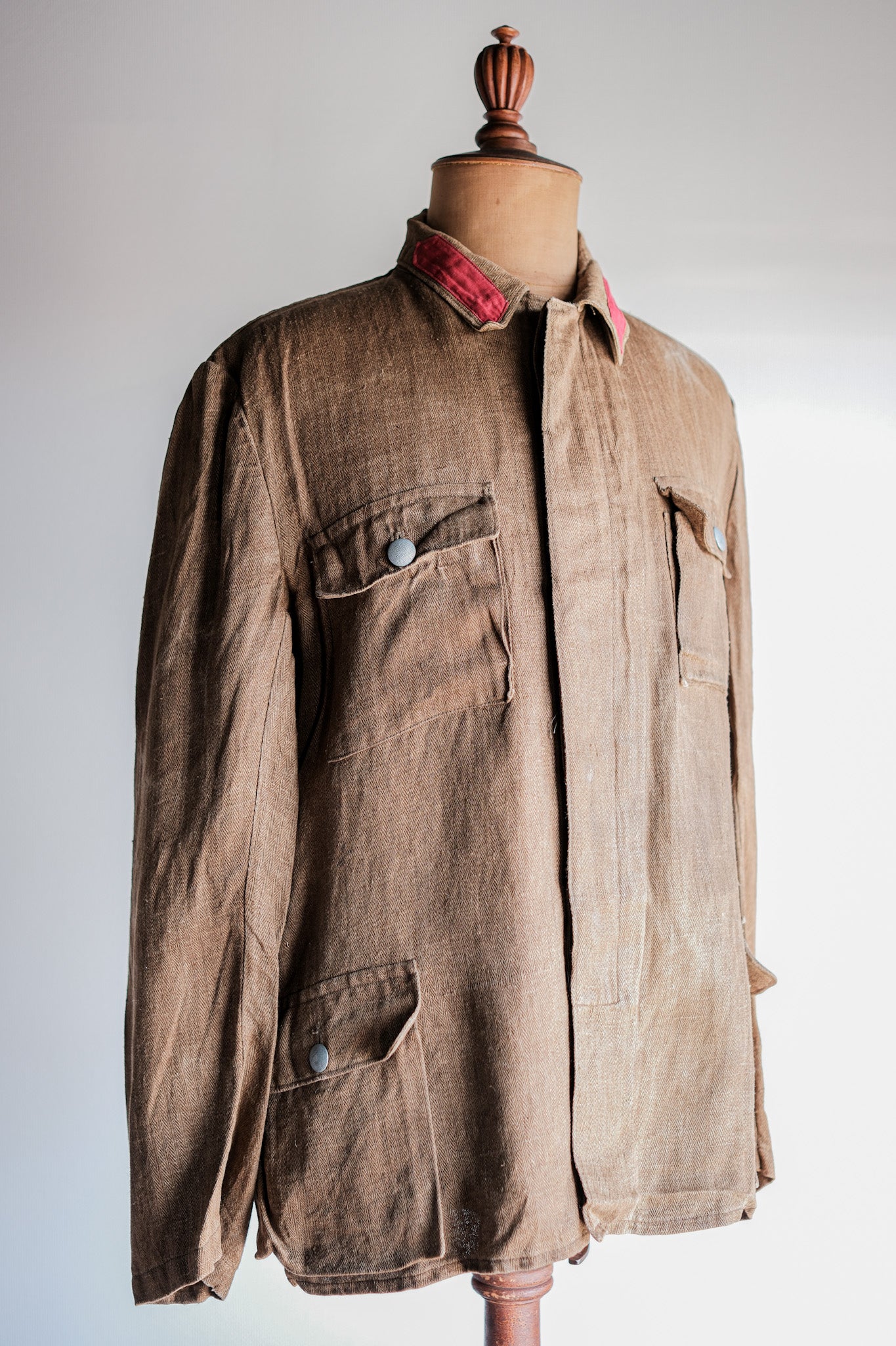【~40's】WWⅡ German Army Drillich HBT Linen Jacket "Unusual Color" "Wehrmacht"