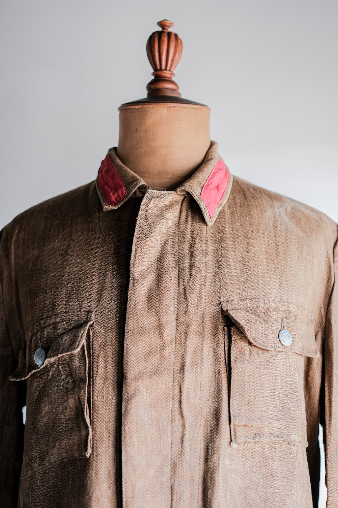 【~40's】WWⅡ German Army Drillich HBT Linen Jacket "Unusual Color" "Wehrmacht"