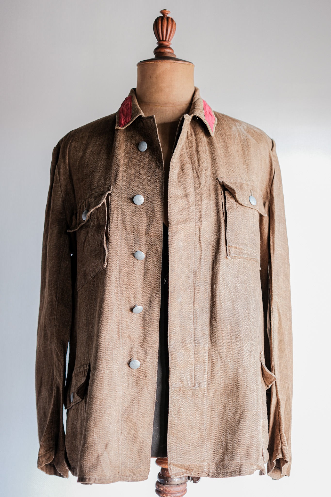 【~40's】WWⅡ German Army Drillich HBT Linen Jacket "Unusual Color" "Wehrmacht"