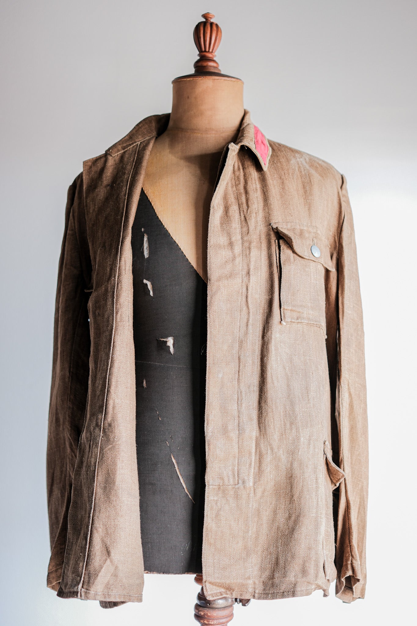 【~40's】WWⅡ German Army Drillich HBT Linen Jacket "Unusual Color" "Wehrmacht"
