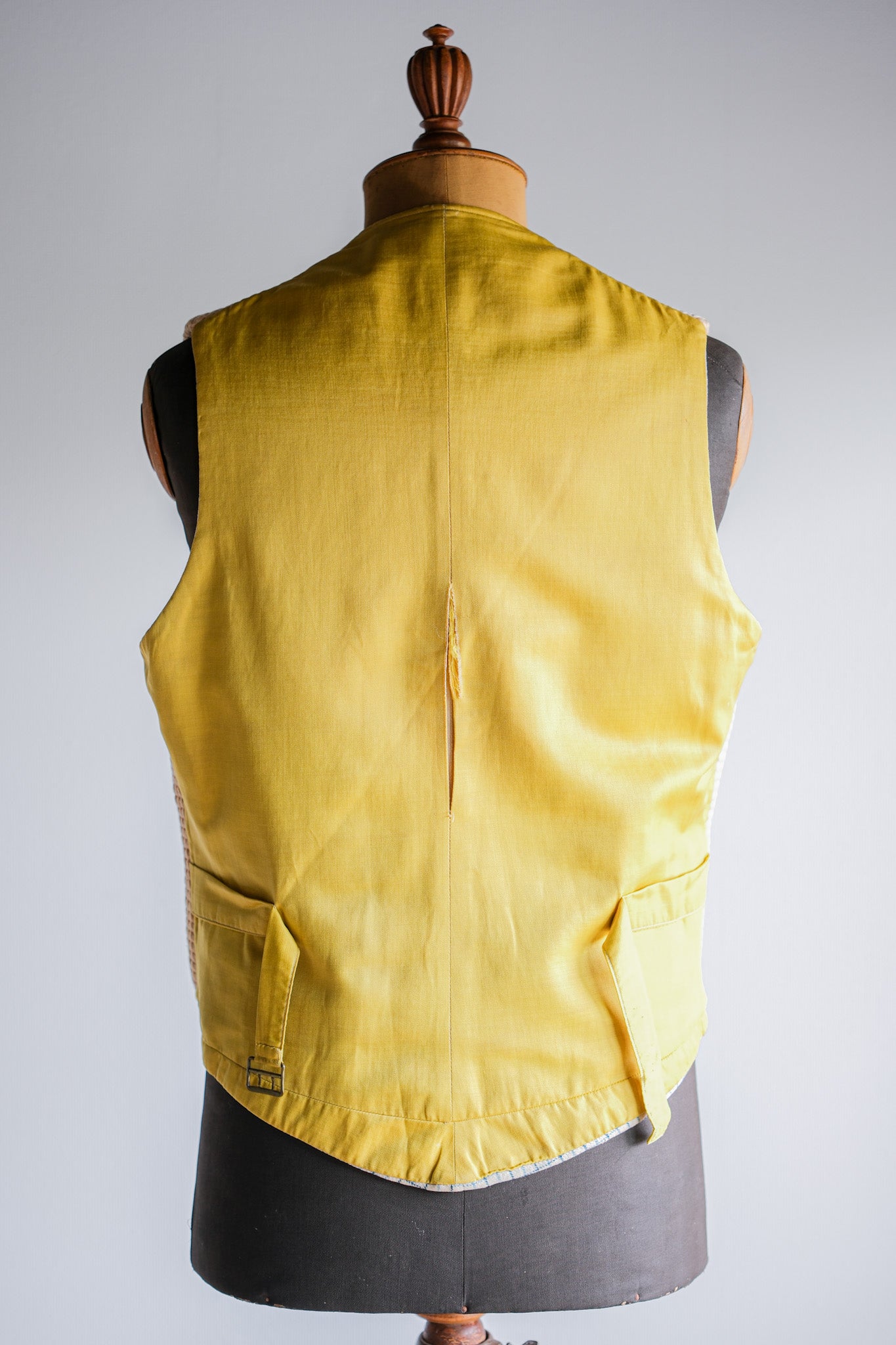 【~40's】British Vintage Yellow Wool Waistcoat "Handmade"