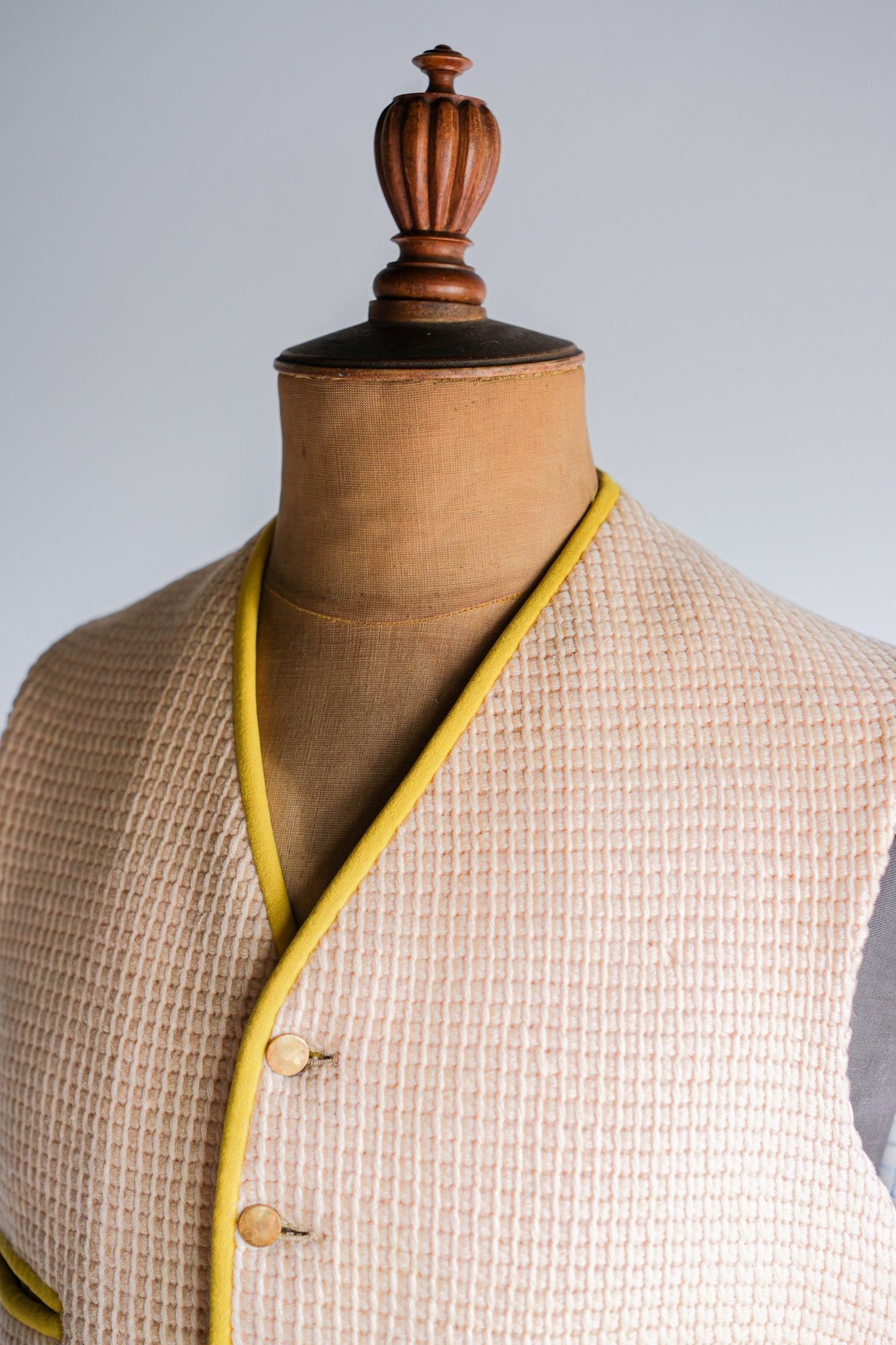 【~40's】British Vintage Yellow Wool Waistcoat "Handmade"