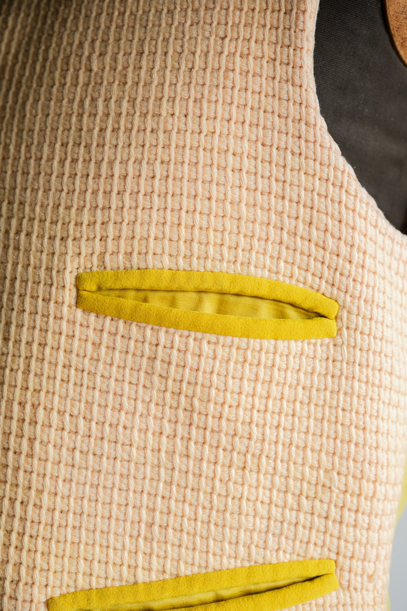 【~40's】British Vintage Yellow Wool Waistcoat "Handmade"