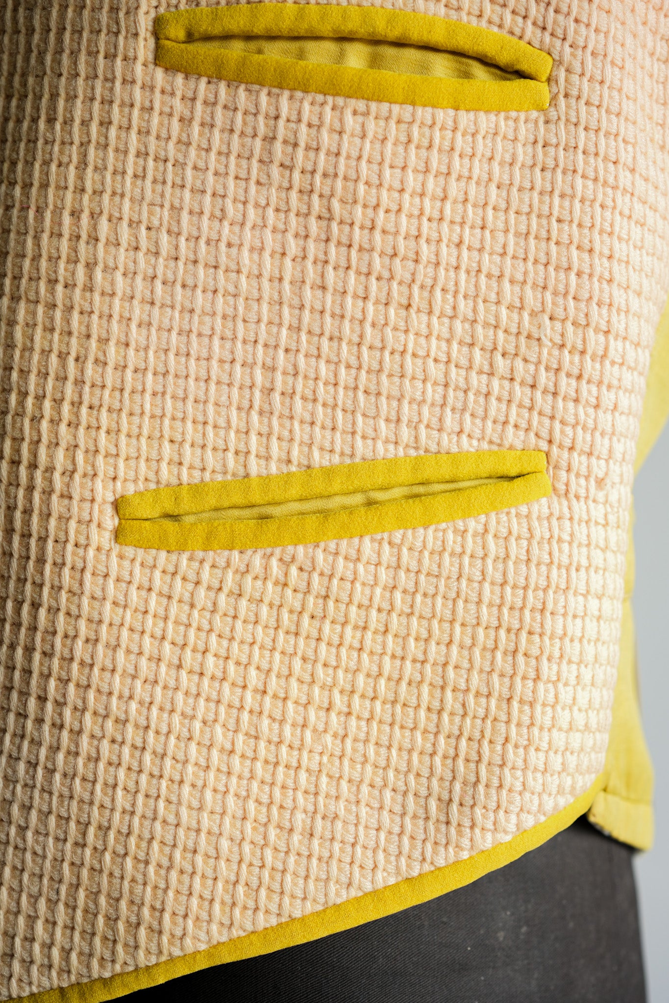 【~40's】British Vintage Yellow Wool Waistcoat "Handmade"