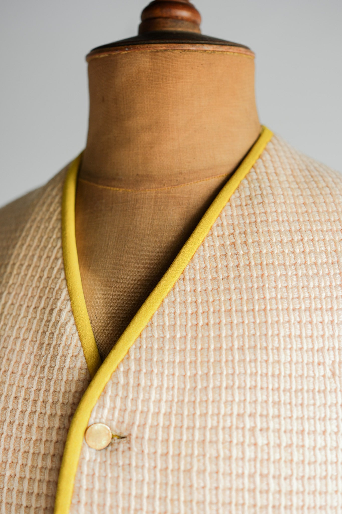 【~40's】British Vintage Yellow Wool Waistcoat "Handmade"