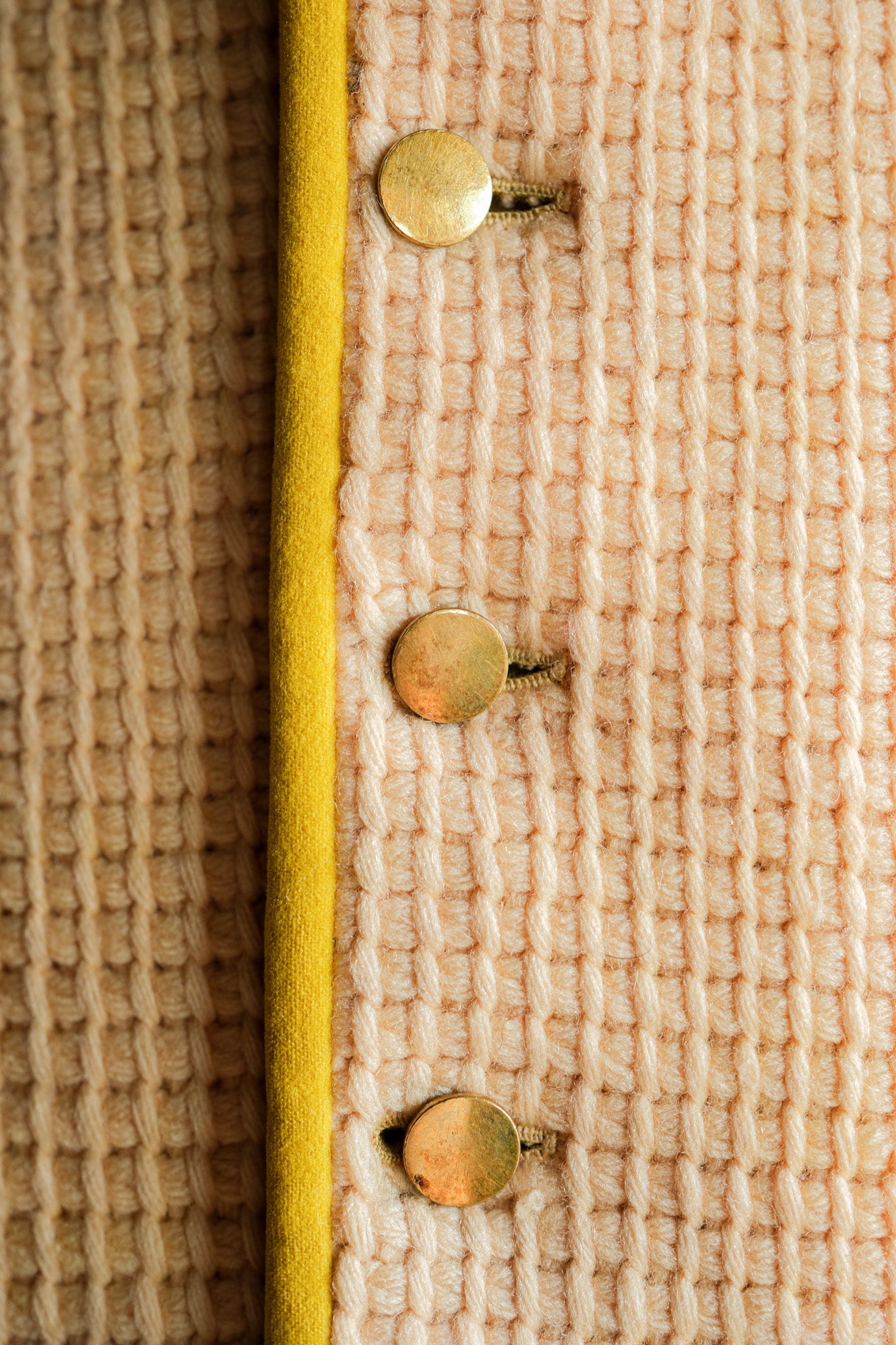 【~40's】British Vintage Yellow Wool Waistcoat "Handmade"