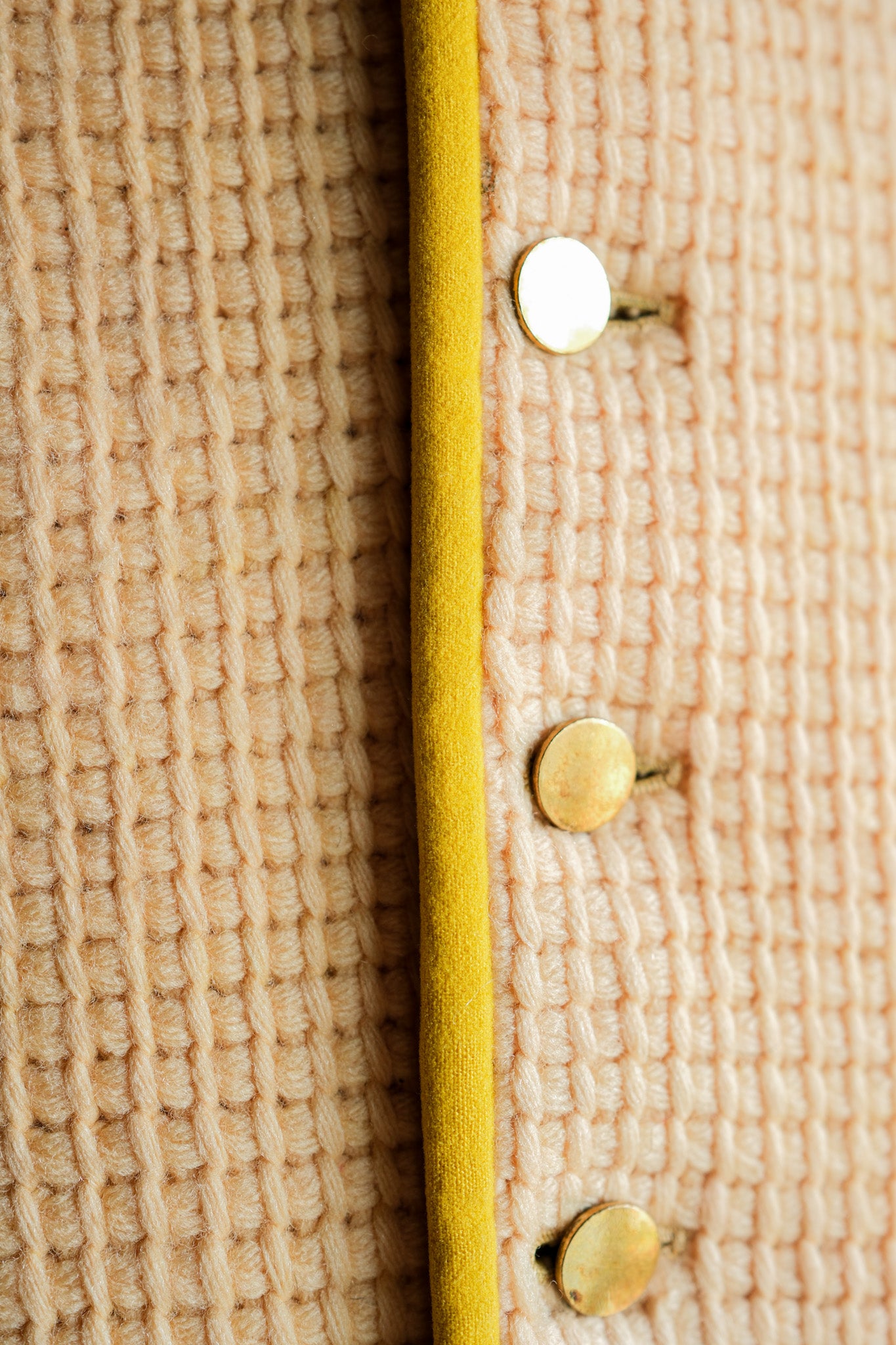 【~40's】British Vintage Yellow Wool Waistcoat "Handmade"