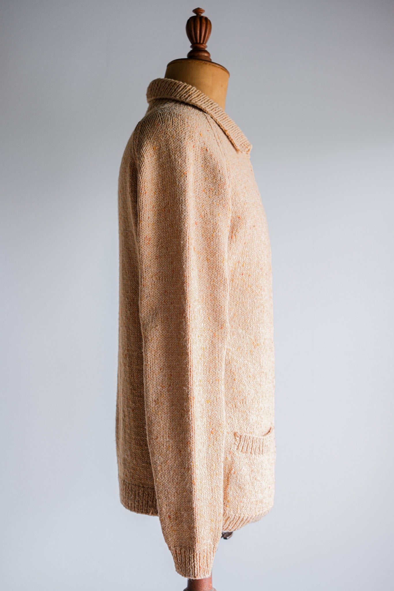 【~60's】British Vintage Raglan Sleeve Zip Up Wool Cardigan "Handmade"