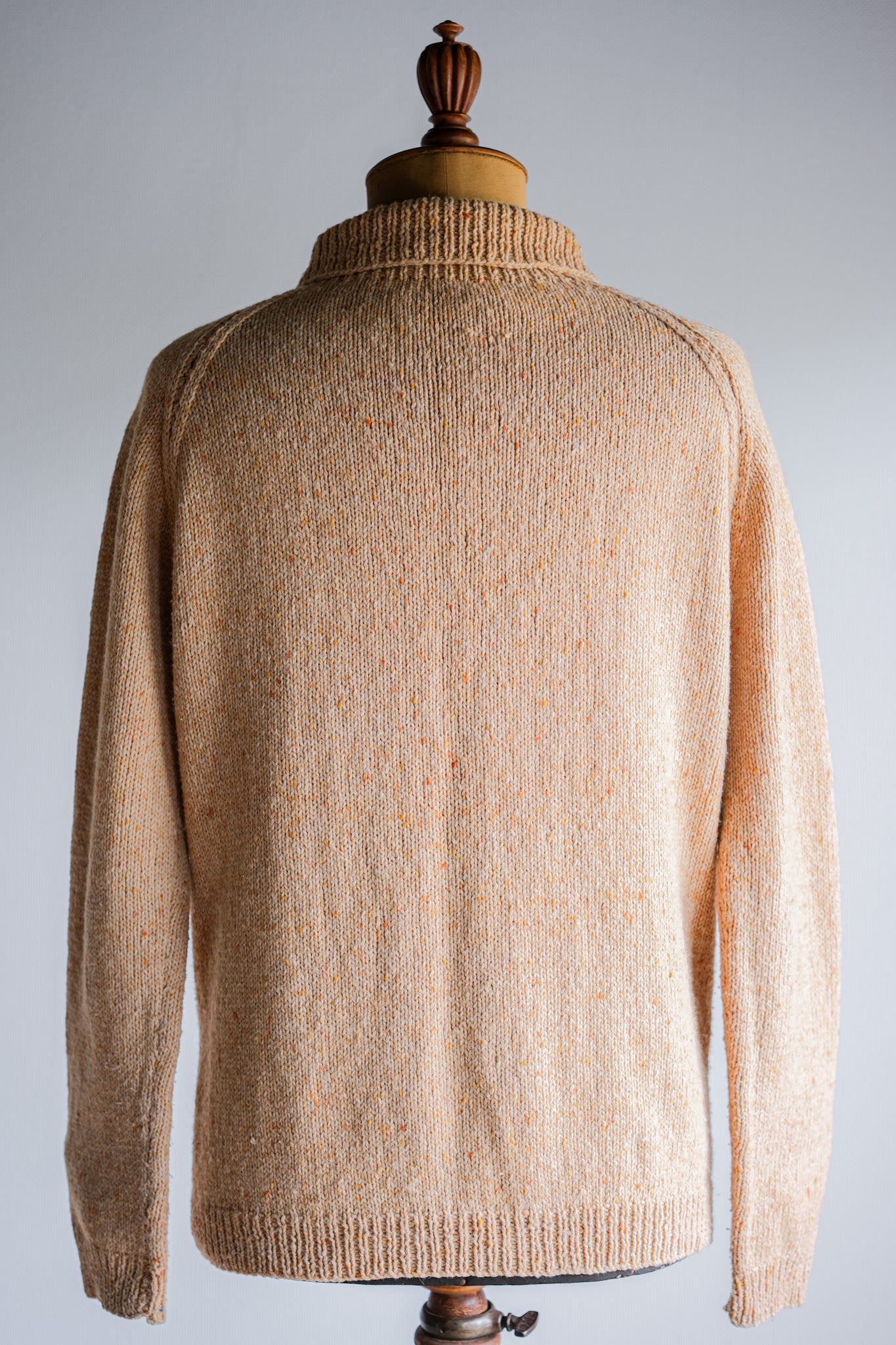 【~60's】British Vintage Raglan Sleeve Zip Up Wool Cardigan "Handmade"