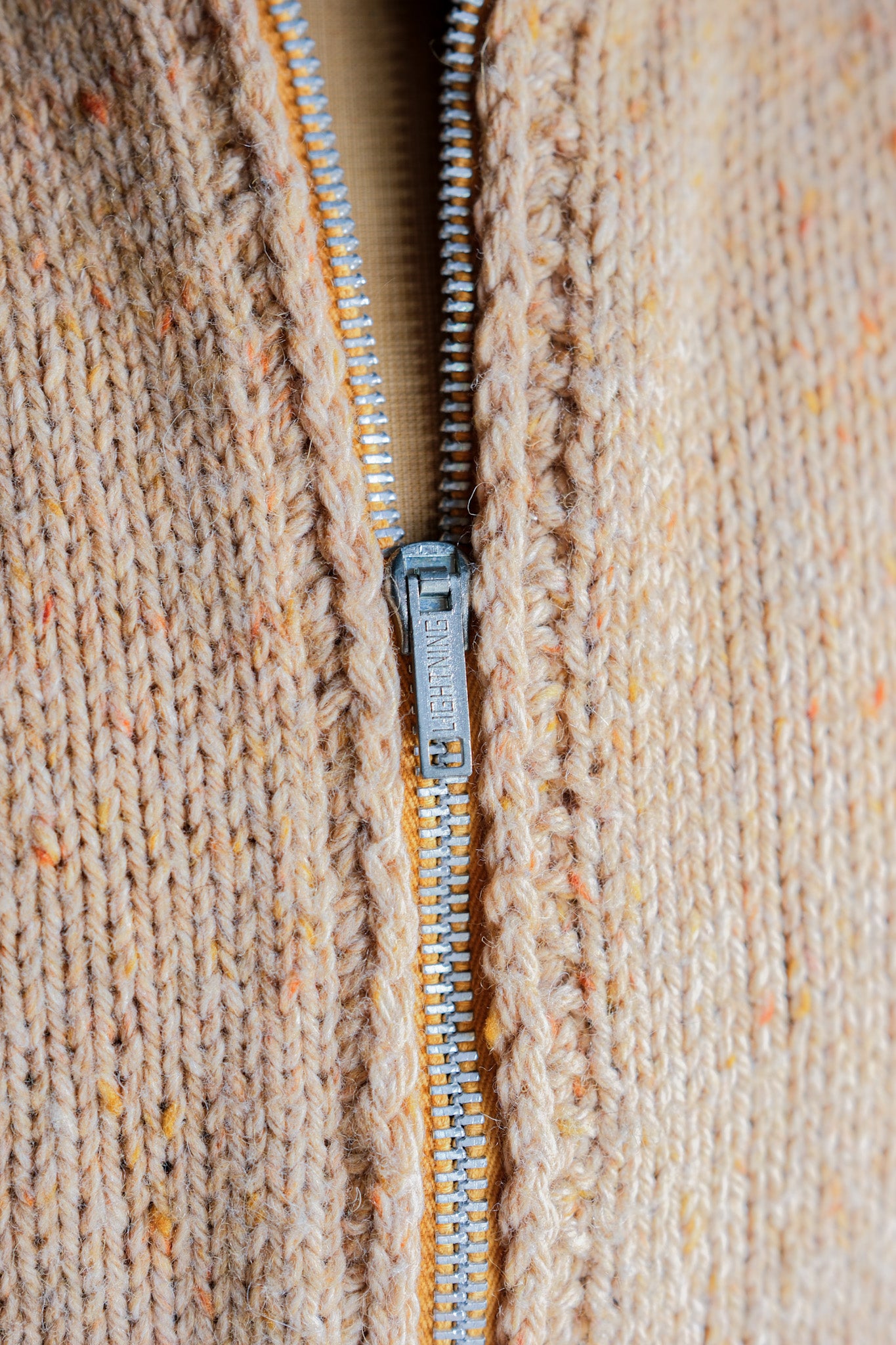 【~60's】British Vintage Raglan Sleeve Zip Up Wool Cardigan "Handmade"