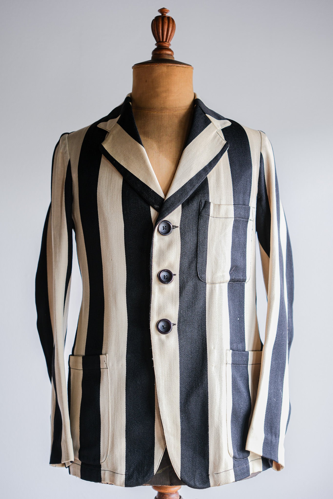 【~20's】British Vintage 2 Tone Striped College Jacket