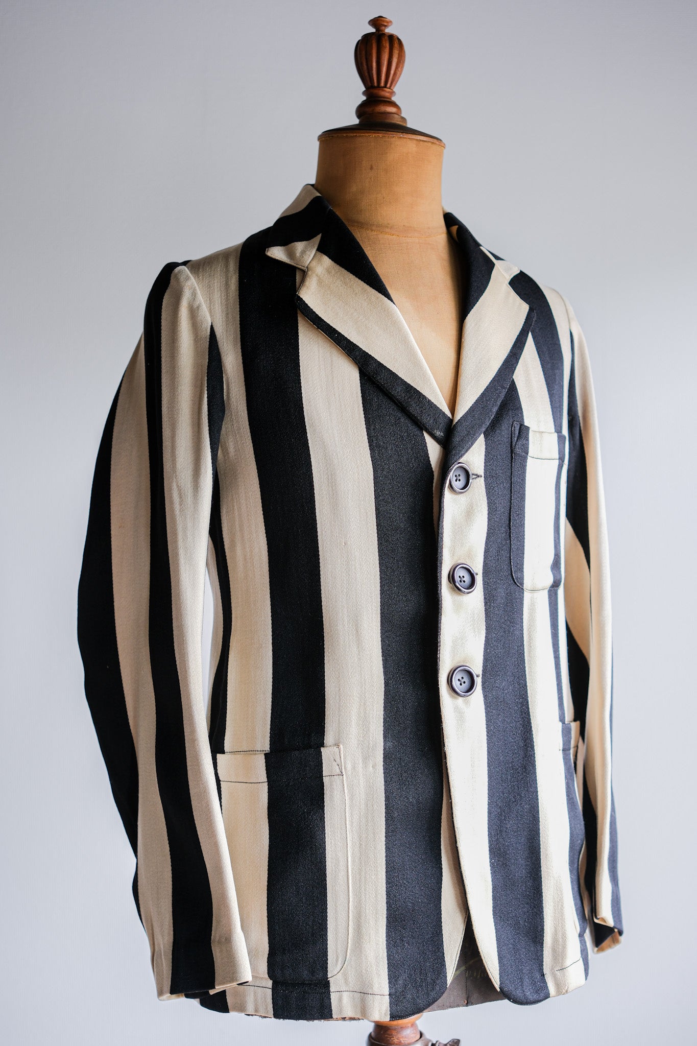 【~20's】British Vintage 2 Tone Striped College Jacket
