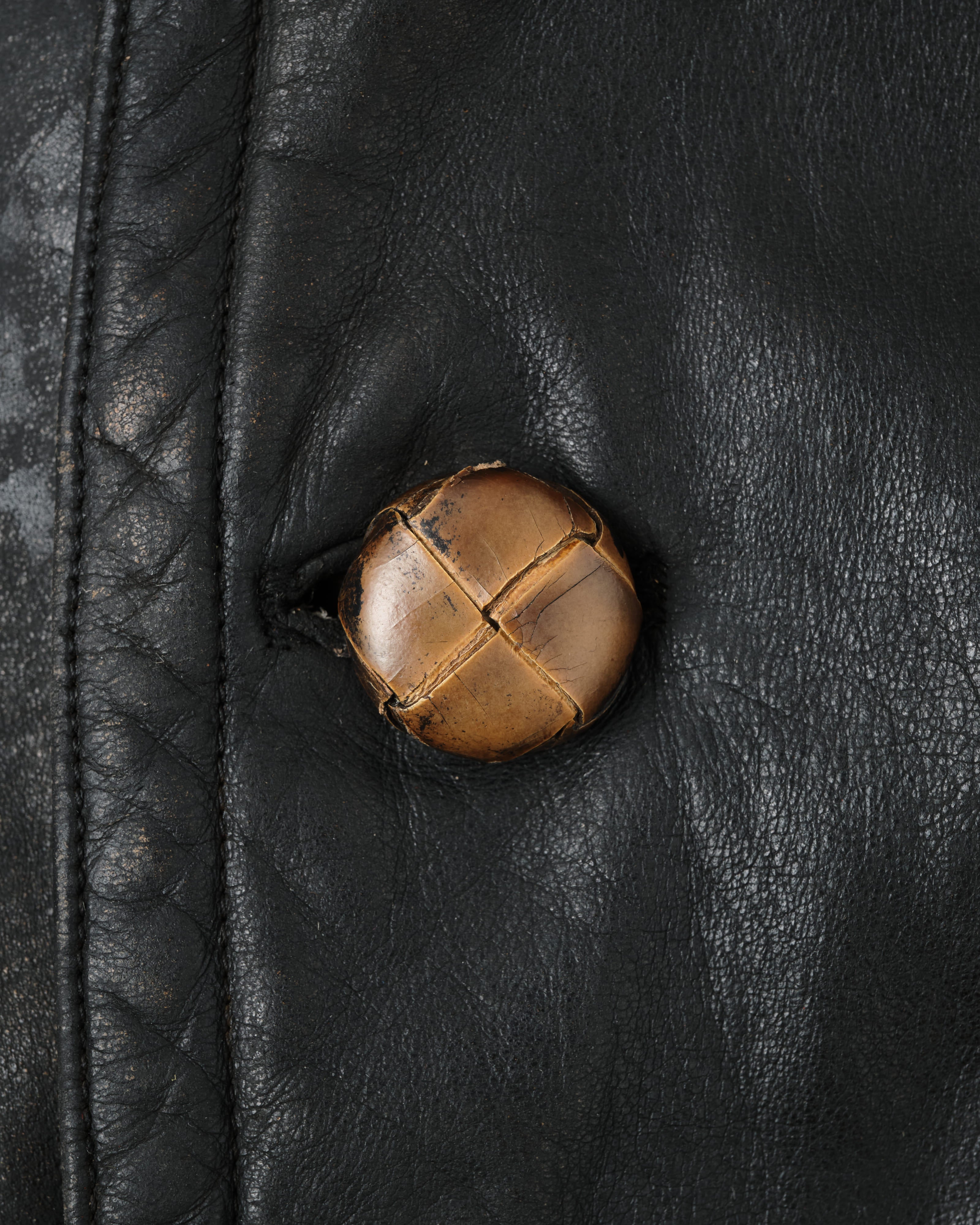【~40's】WWII German Navy U-Boat Crew Black Leather Jacket "Kriegsmarine"