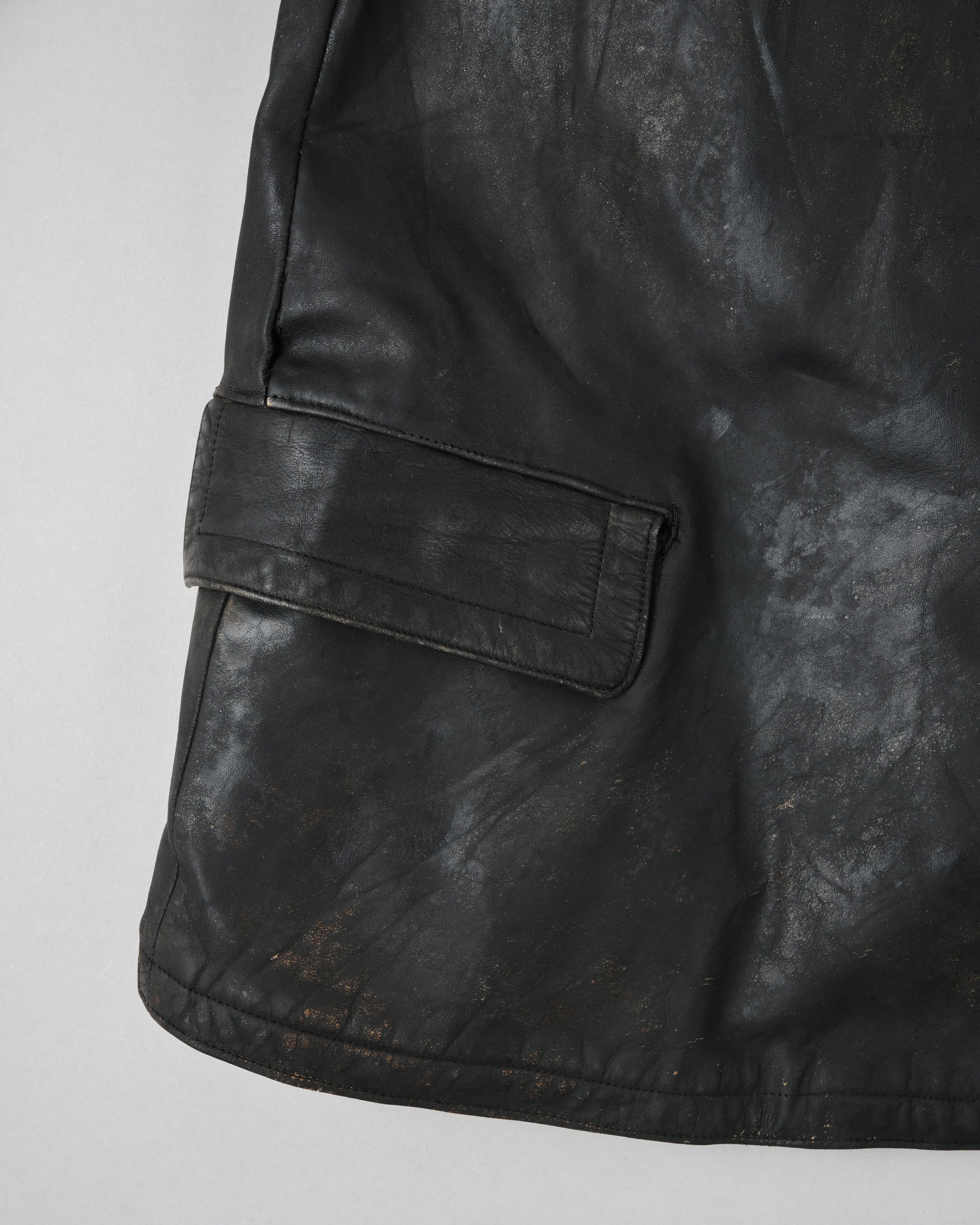 【~40's】WWII German Navy U-Boat Crew Black Leather Jacket "Kriegsmarine"
