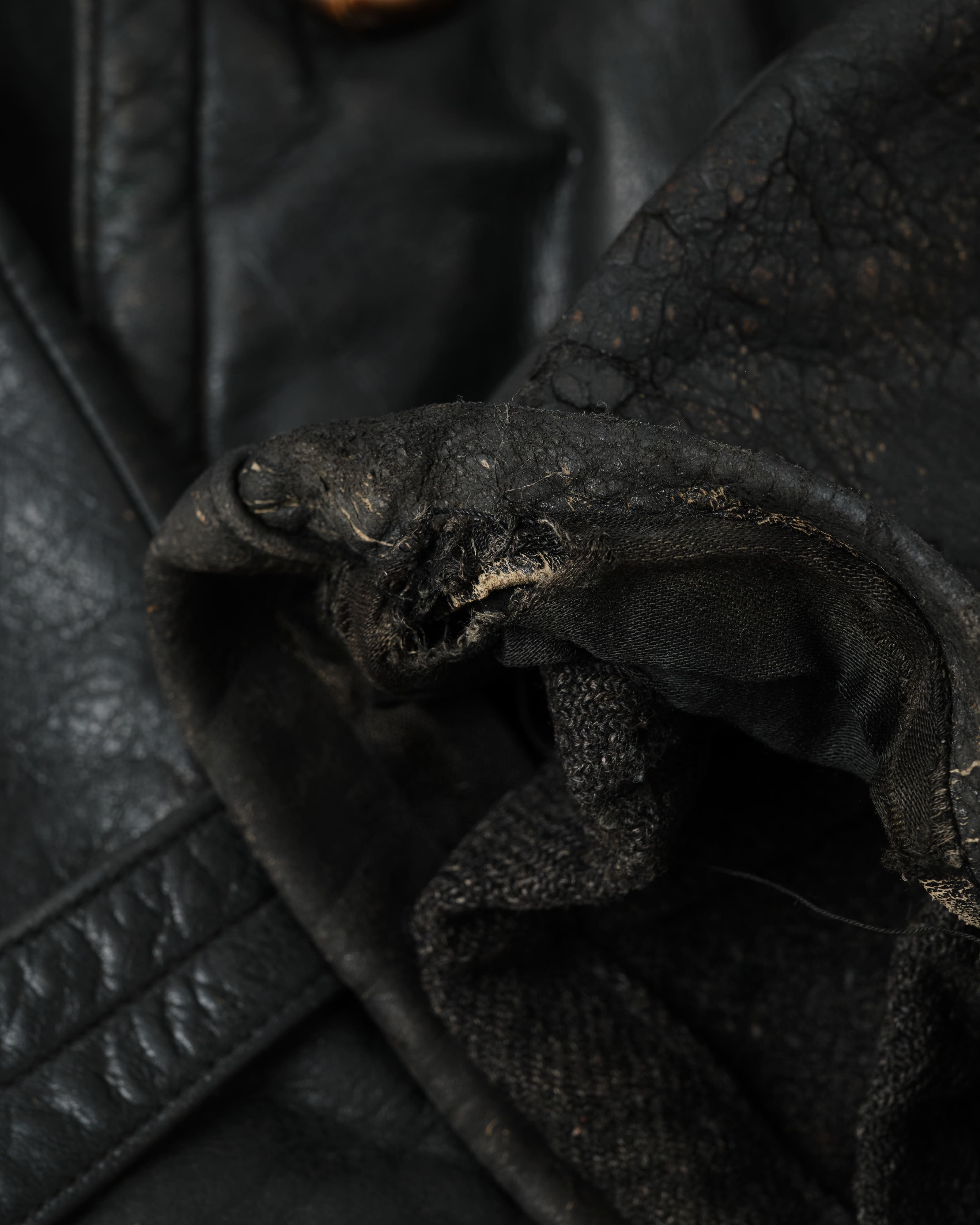 【~40's】WWII German Navy U-Boat Crew Black Leather Jacket "Kriegsmarine"