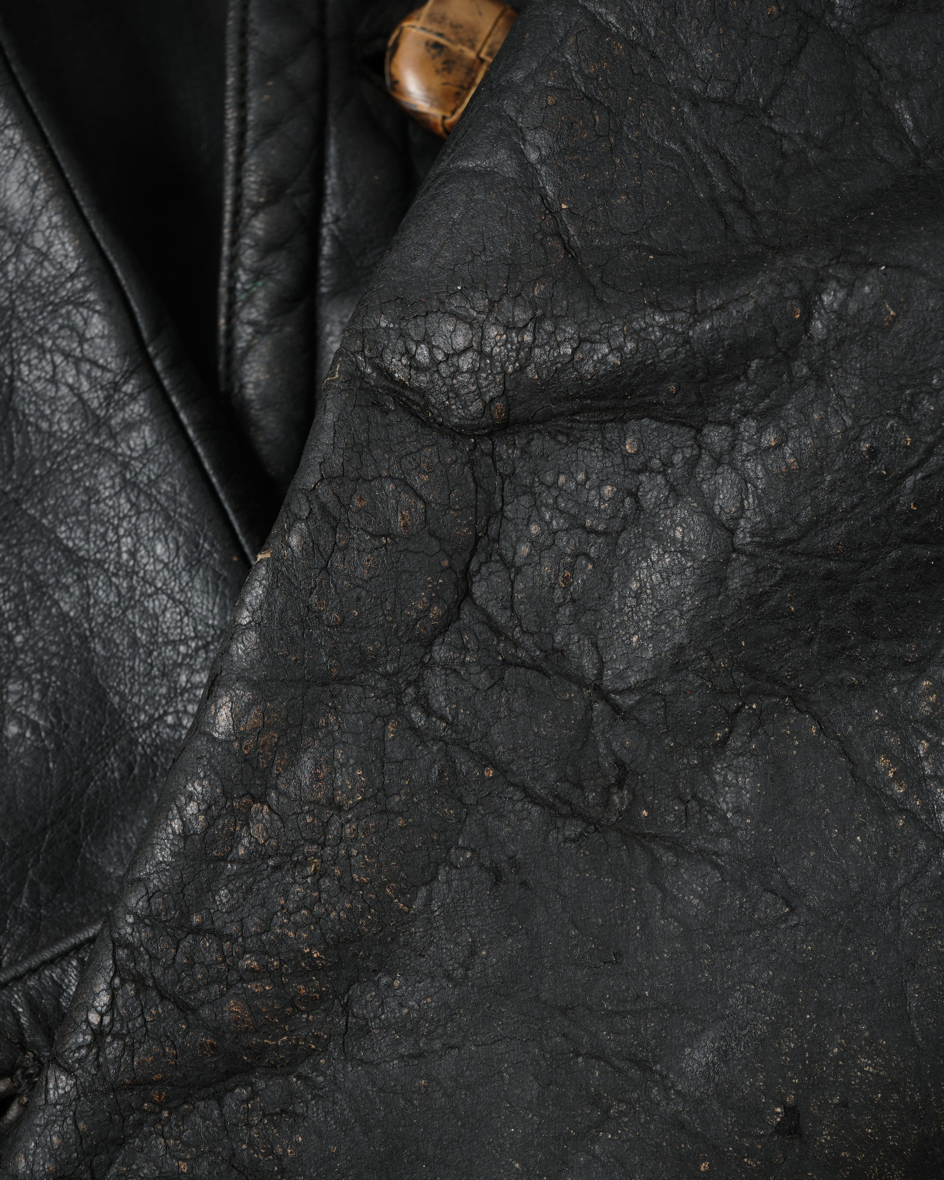 【~40's】WWII German Navy U-Boat Crew Black Leather Jacket "Kriegsmarine"