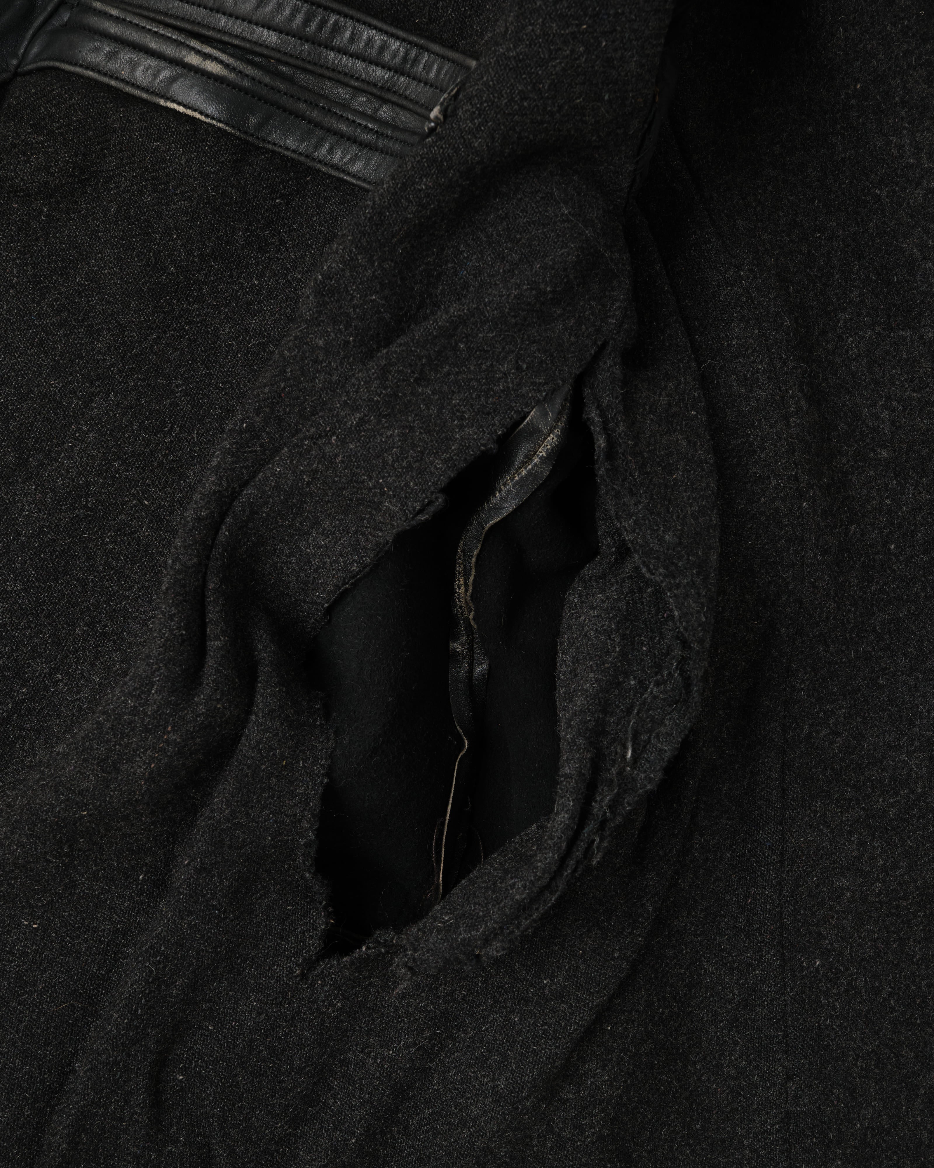 【~40's】WWII German Navy U-Boat Crew Black Leather Jacket "Kriegsmarine"