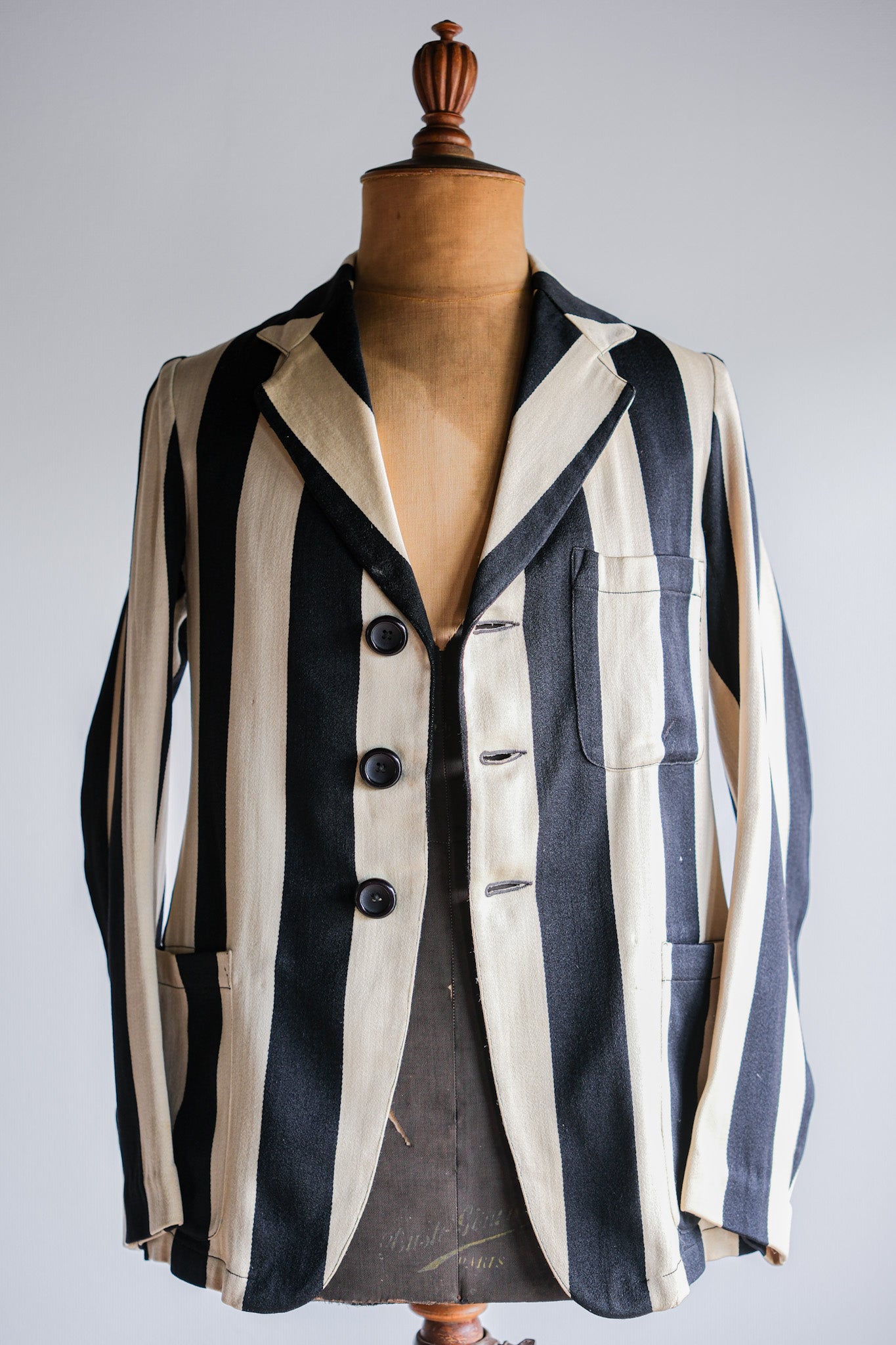 【~20's】British Vintage 2 Tone Striped College Jacket