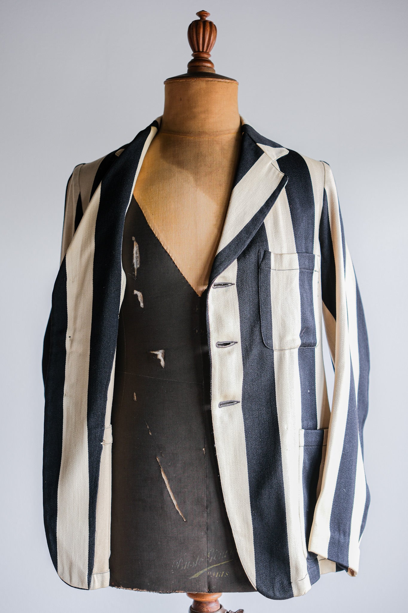 【~20's】British Vintage 2 Tone Striped College Jacket