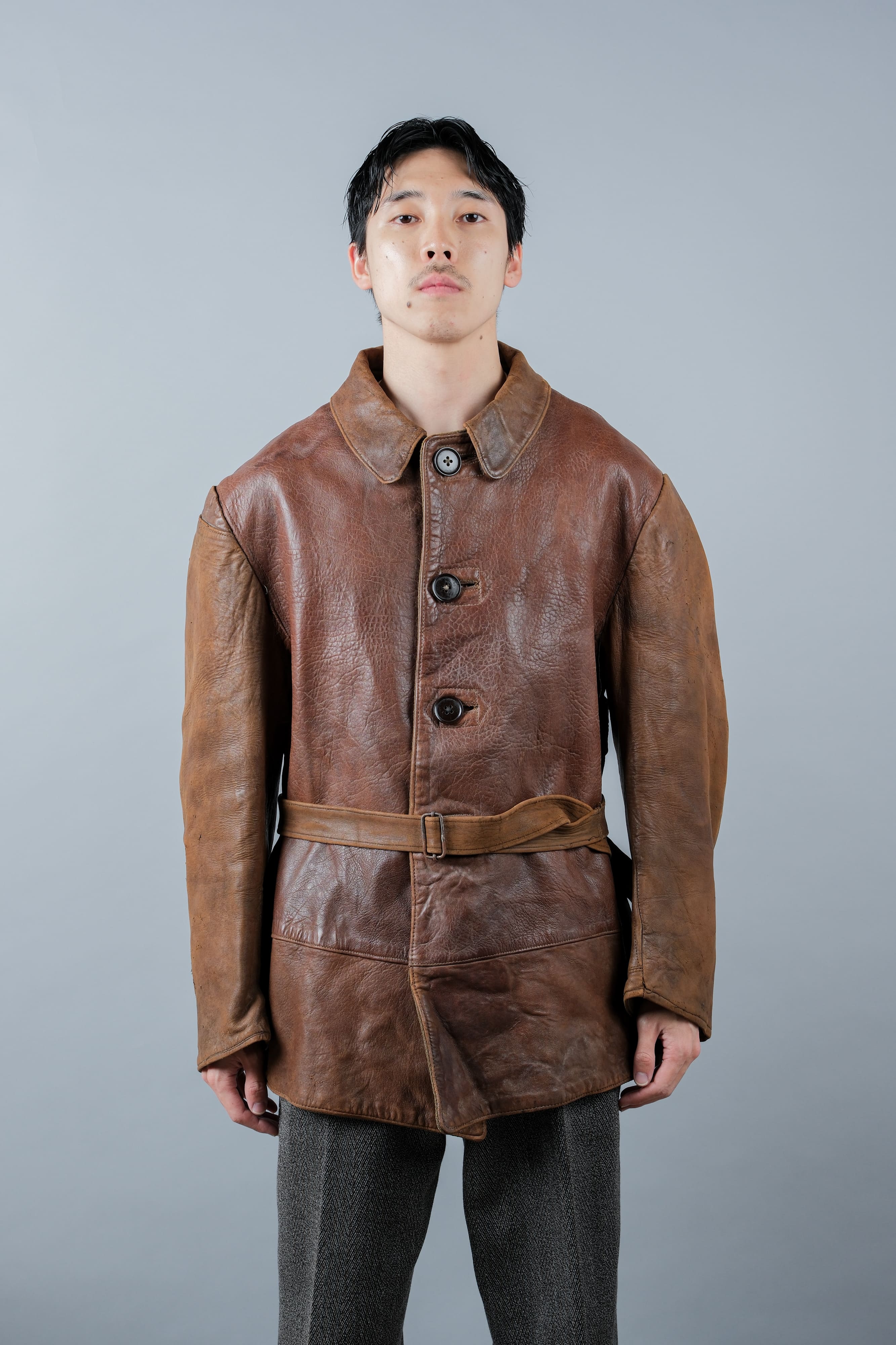 【~40's】British Army Jerkin Leather Jacket "Modified"