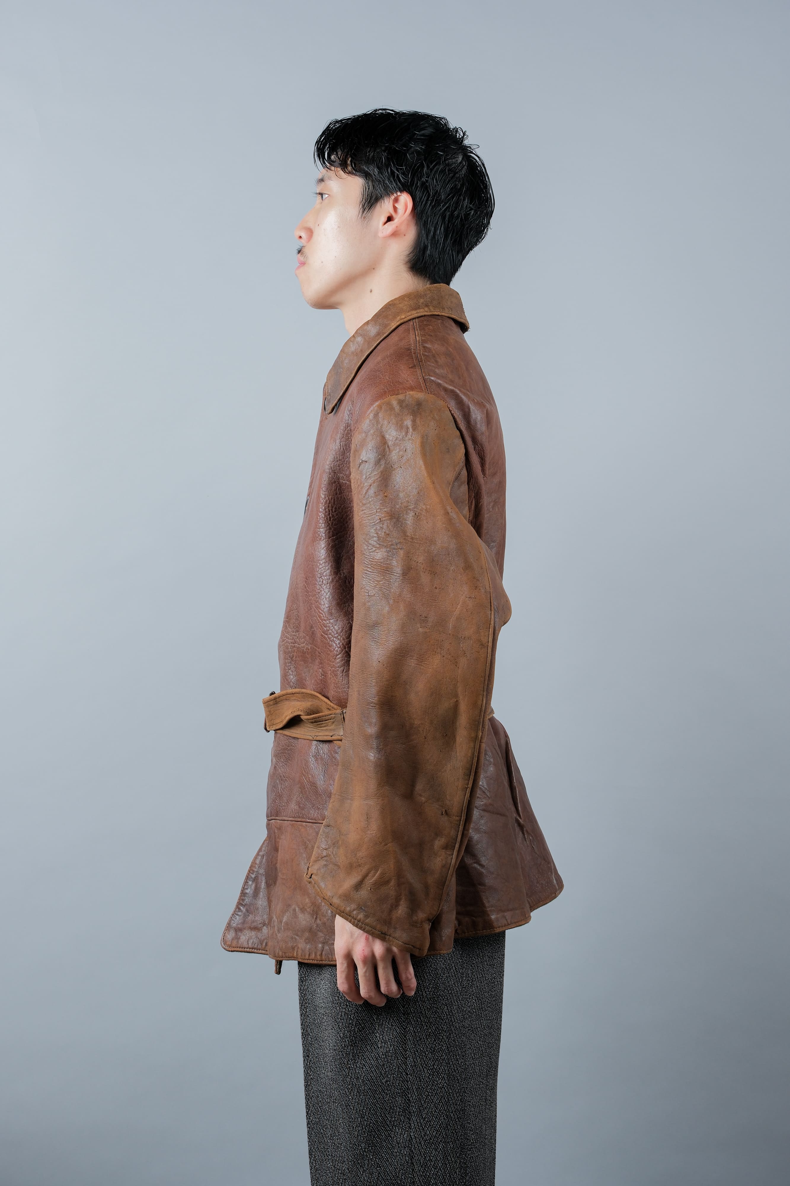 【~40's】British Army Jerkin Leather Jacket "Modified"