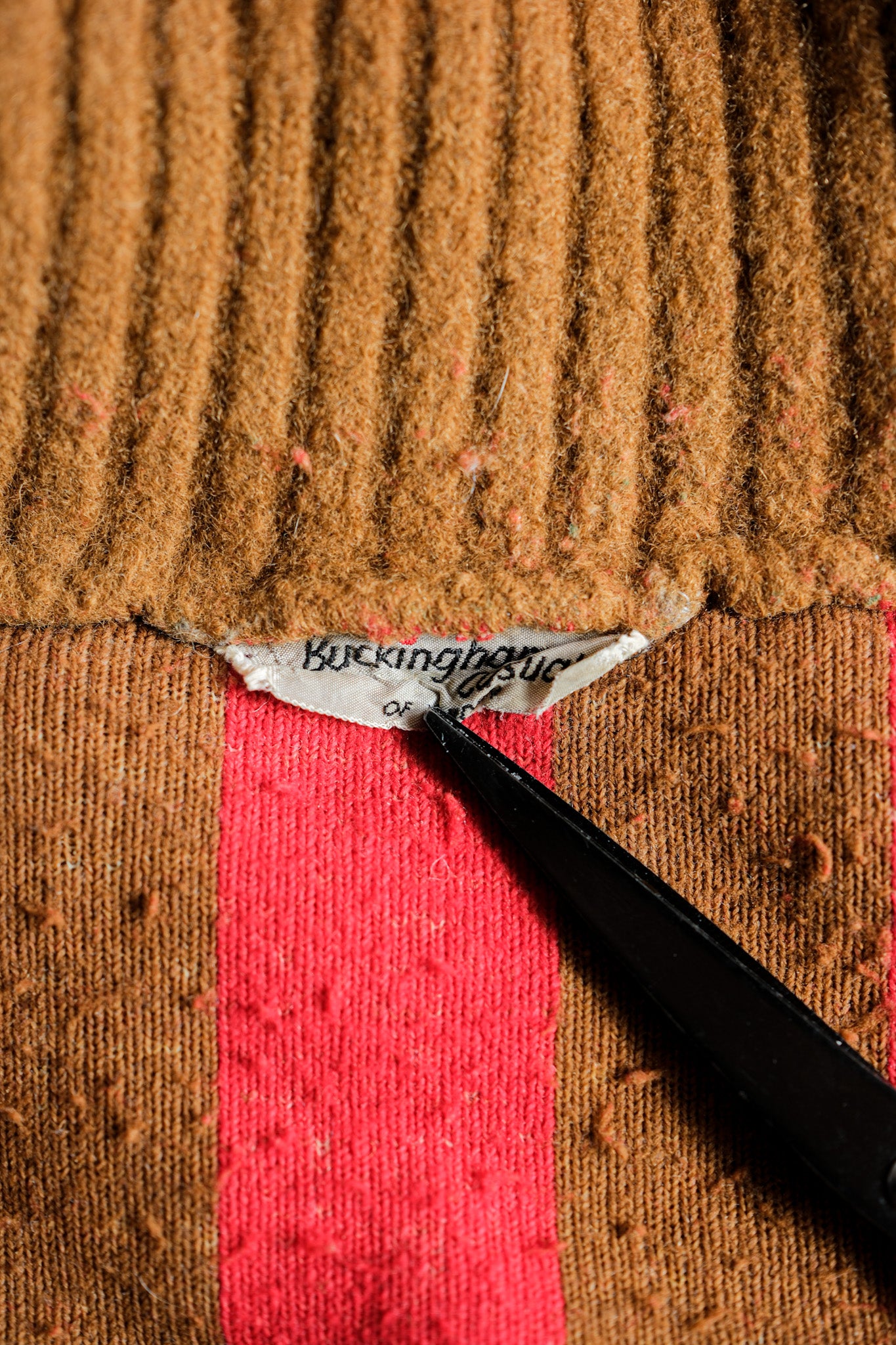 【~60's】British Vintage 2 Tone Striped High Necked Sweater