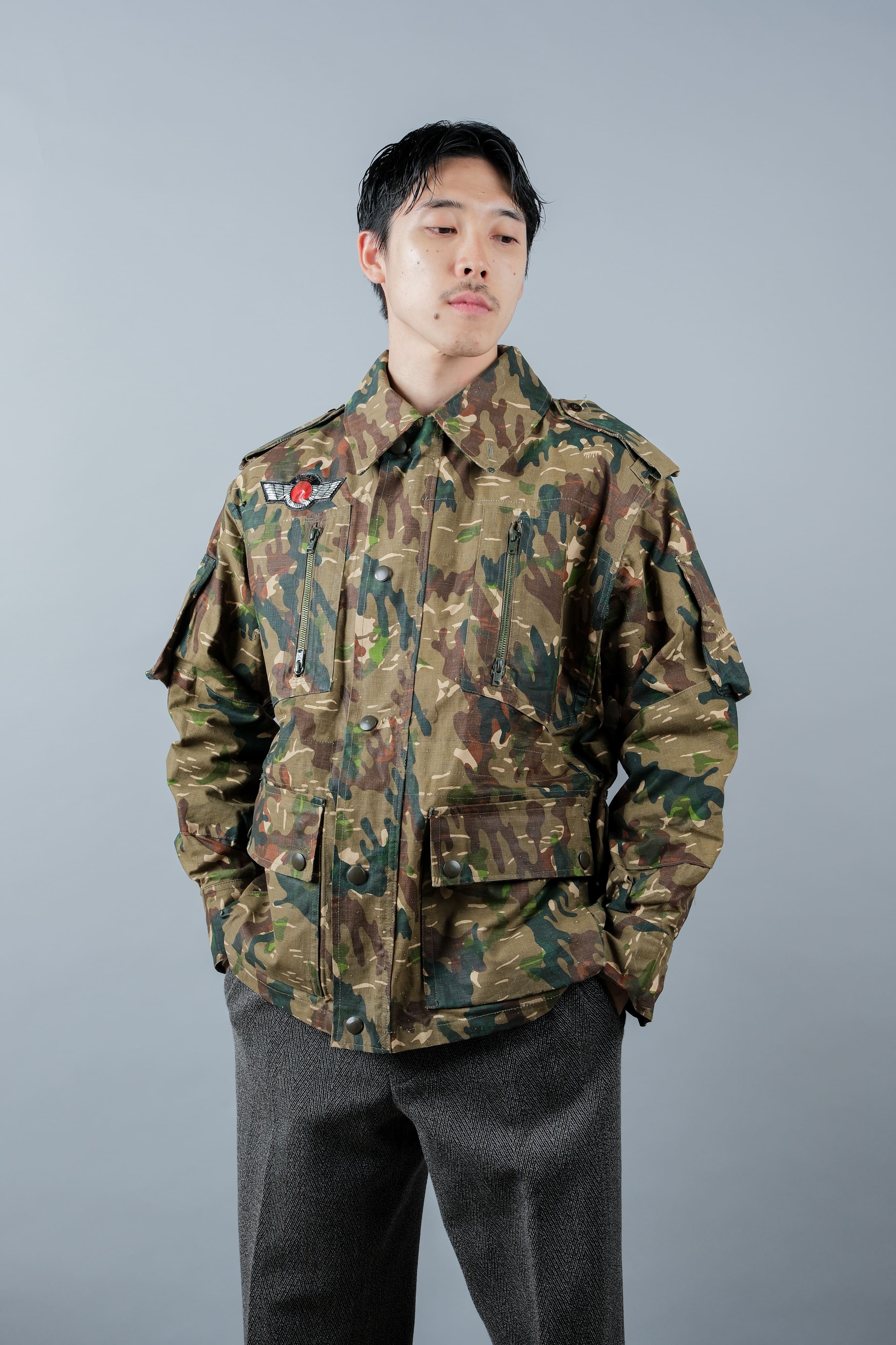 【~60's】Spanish Army Brown Amoeba Camouflage Paratrooper Jacket Size.2