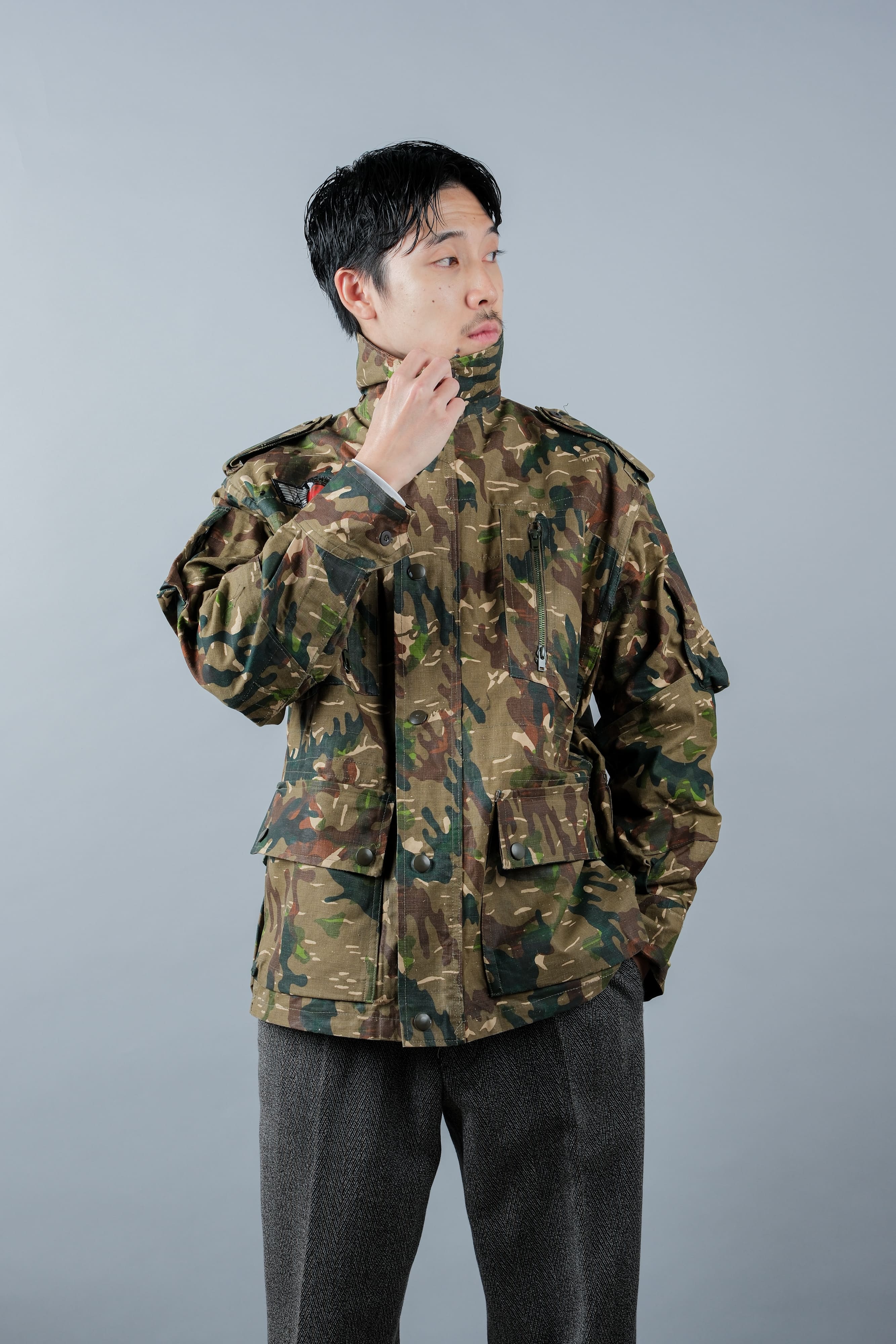 【~60's】Spanish Army Brown Amoeba Camouflage Paratrooper Jacket Size.2