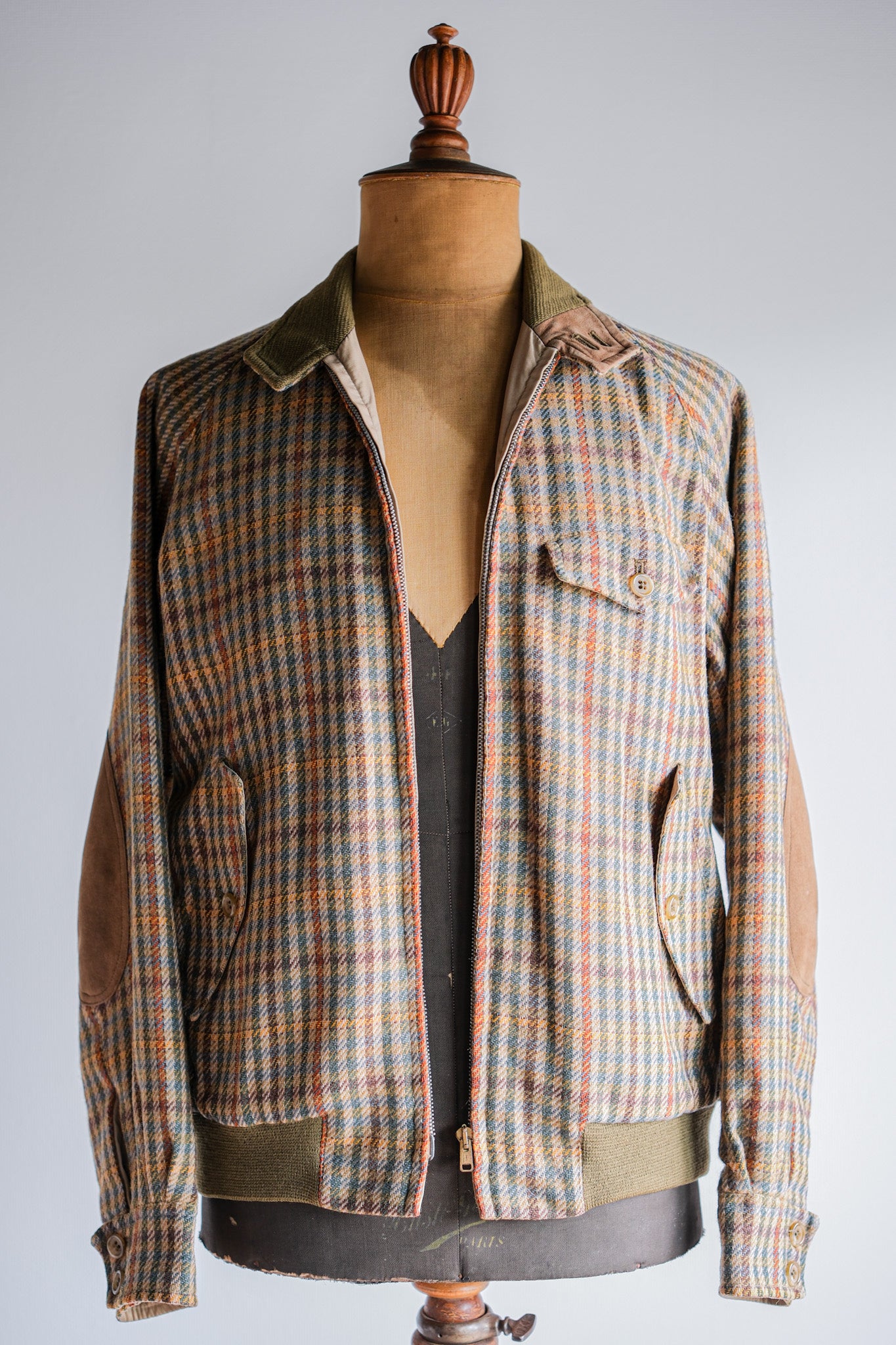 【~60's】British Vintage Raglan Sleeve Wool Plaid Blouson