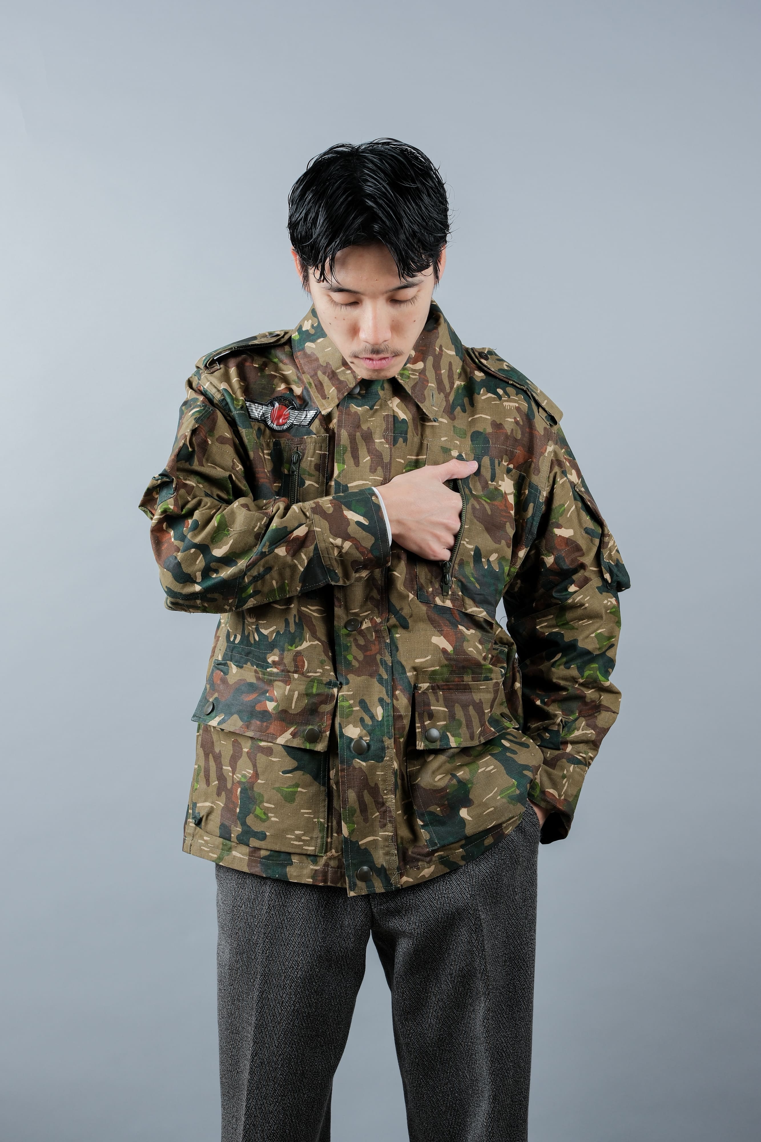 【~60's】Spanish Army Brown Amoeba Camouflage Paratrooper Jacket Size.2