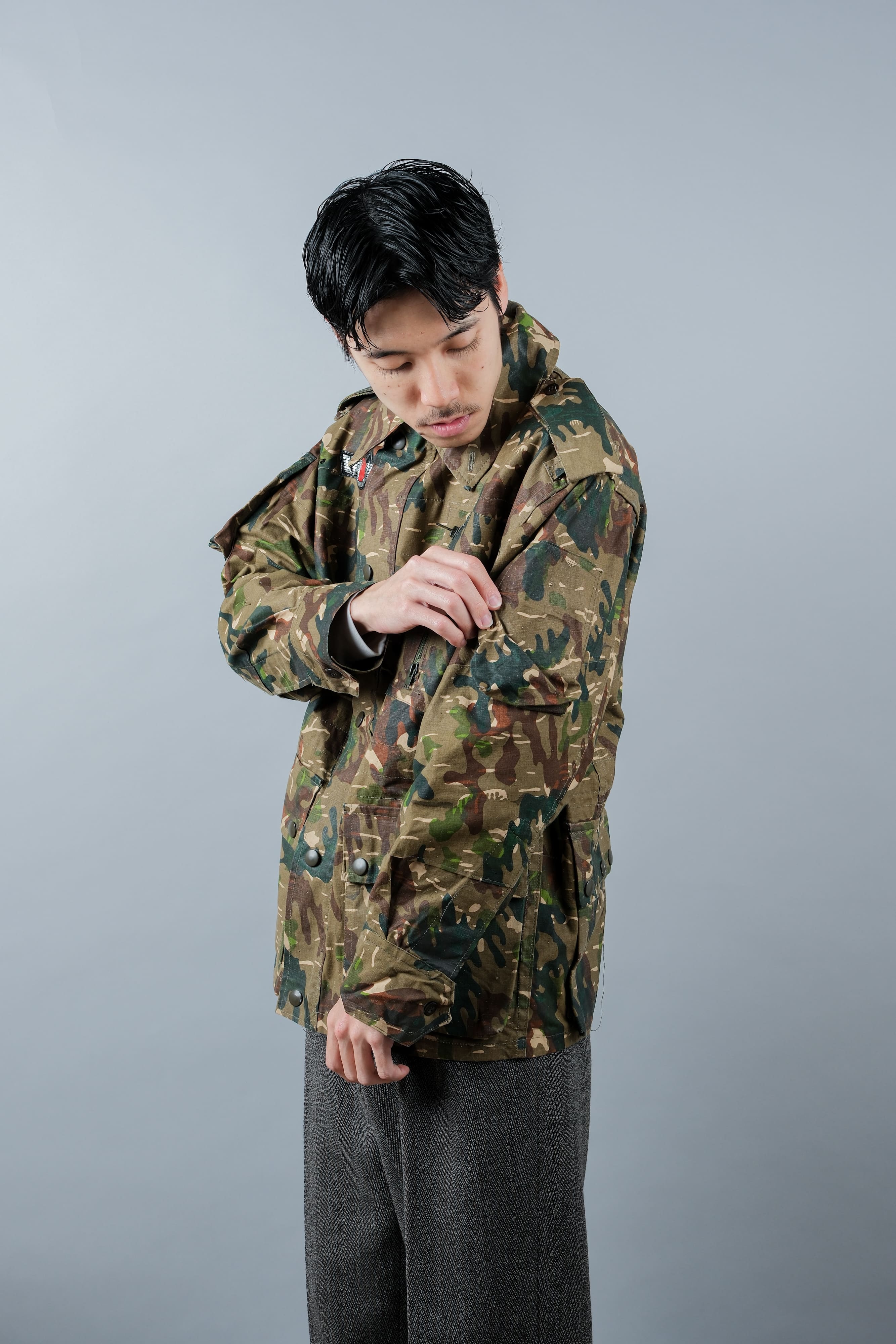 【~60's】Spanish Army Brown Amoeba Camouflage Paratrooper Jacket Size.2